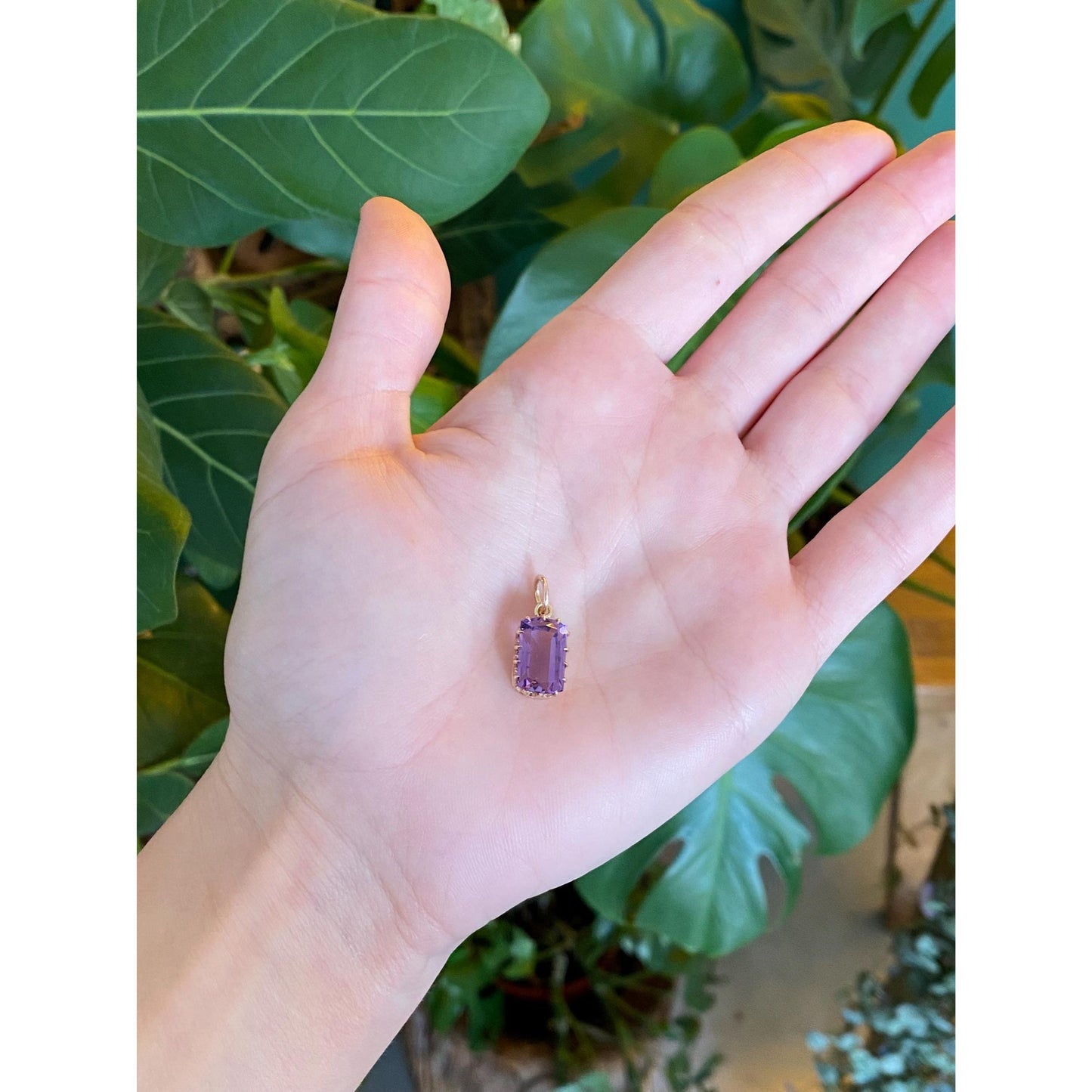 Vintage Solid 14k Rosey Gold Amethyst Charm