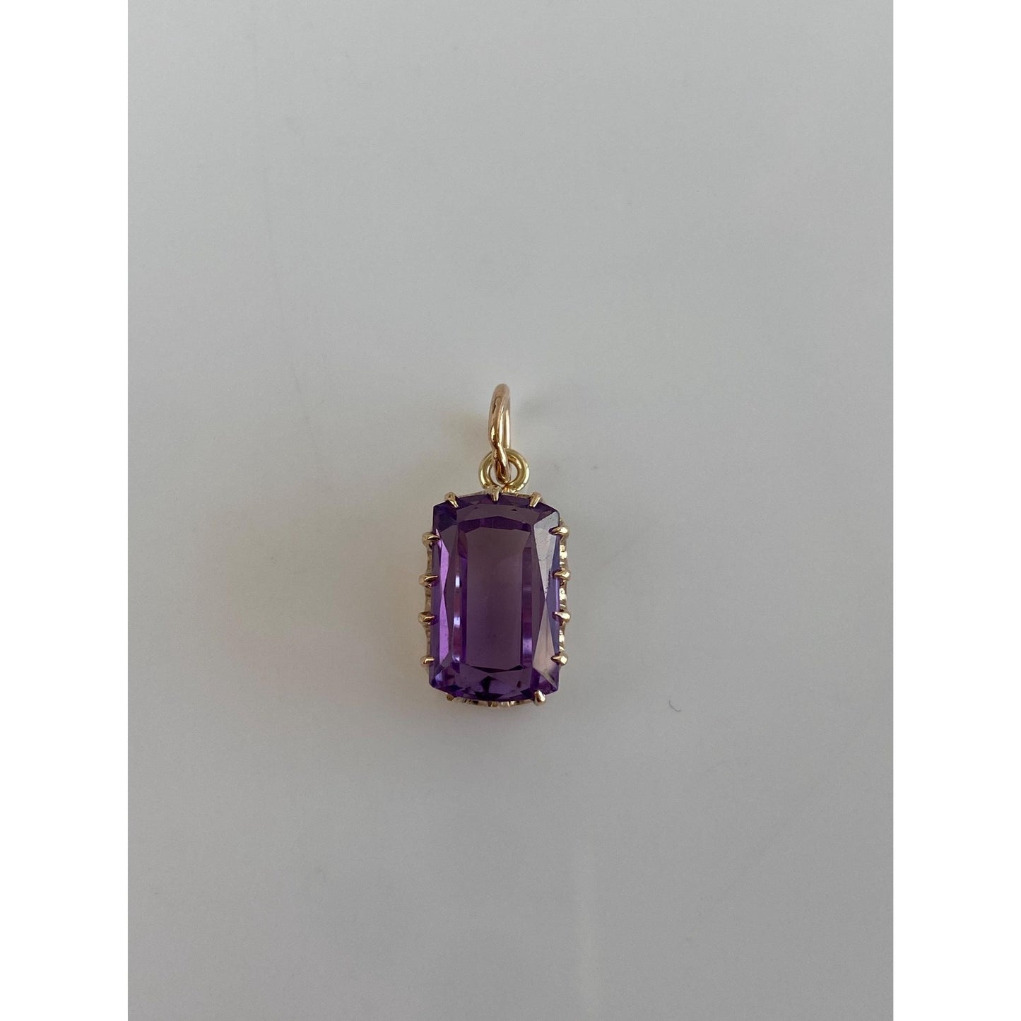 Vintage Solid 14k Rosey Gold Amethyst Charm