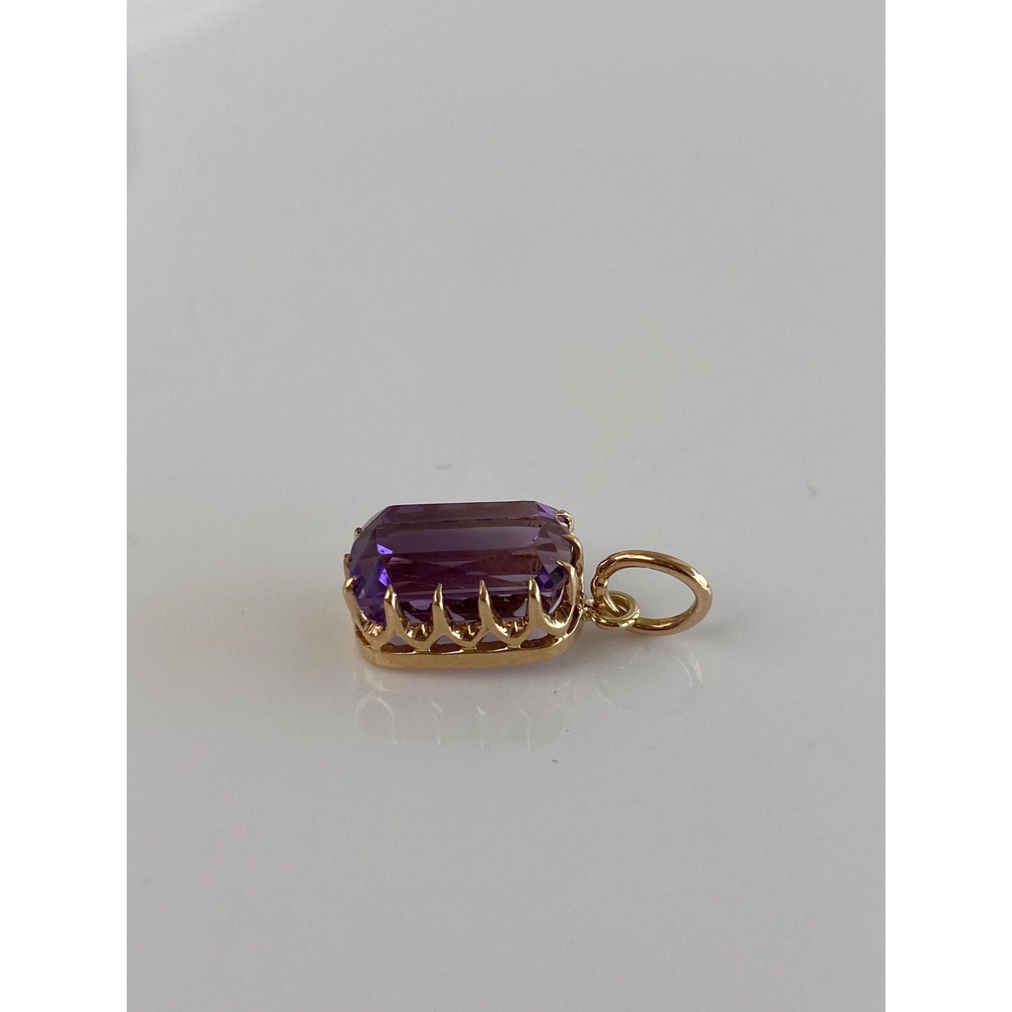 Vintage Solid 14k Rosey Gold Amethyst Charm