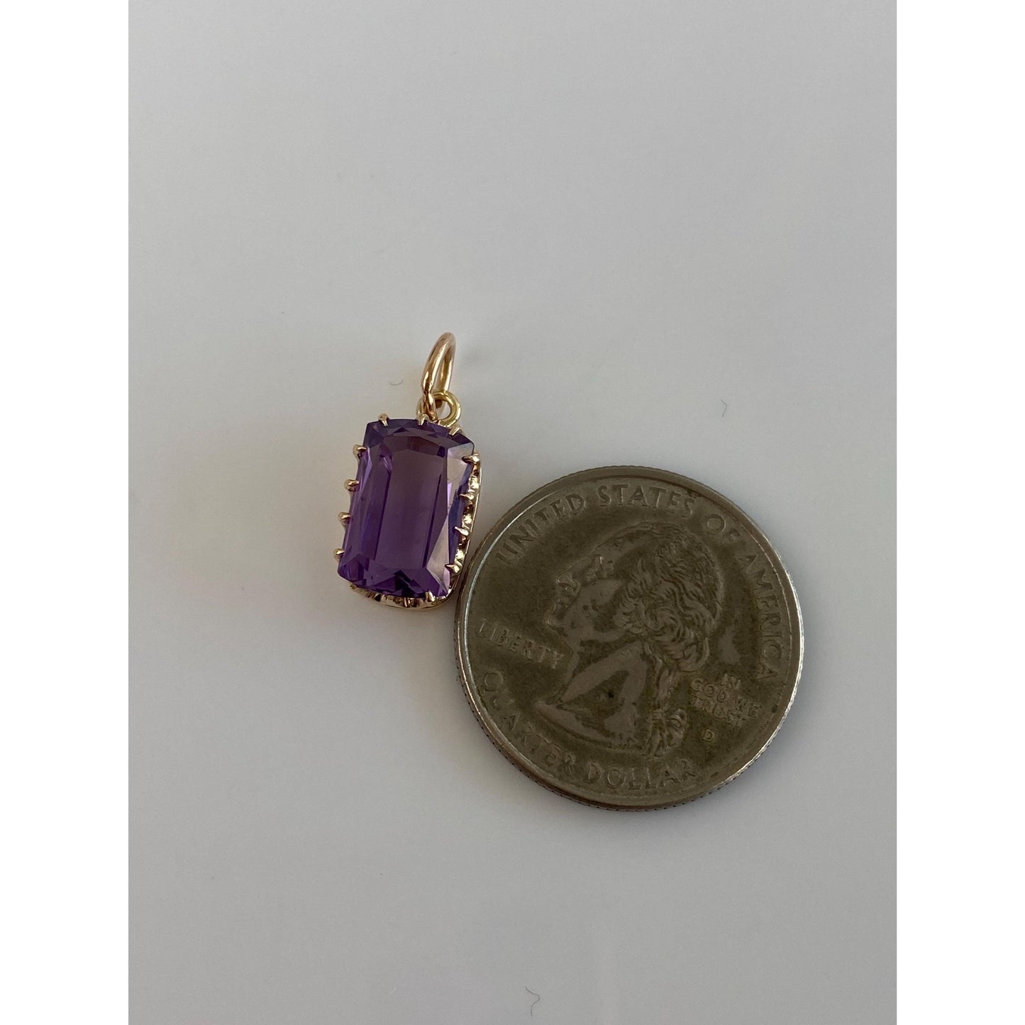 Vintage Solid 14k Rosey Gold Amethyst Charm