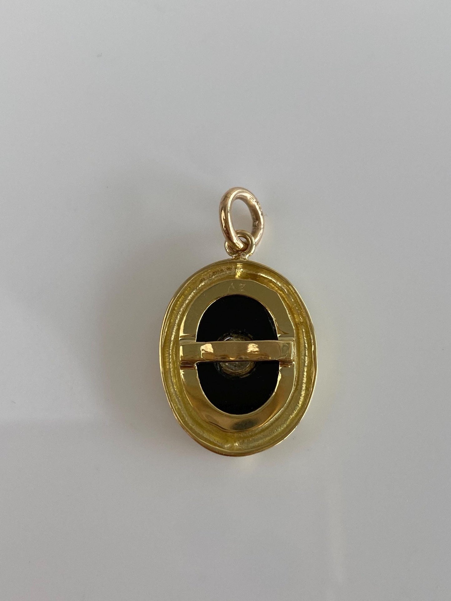 Vintage Solid 18k Yellow Gold Diamond Black Onyx Cufflink Conversion Charm