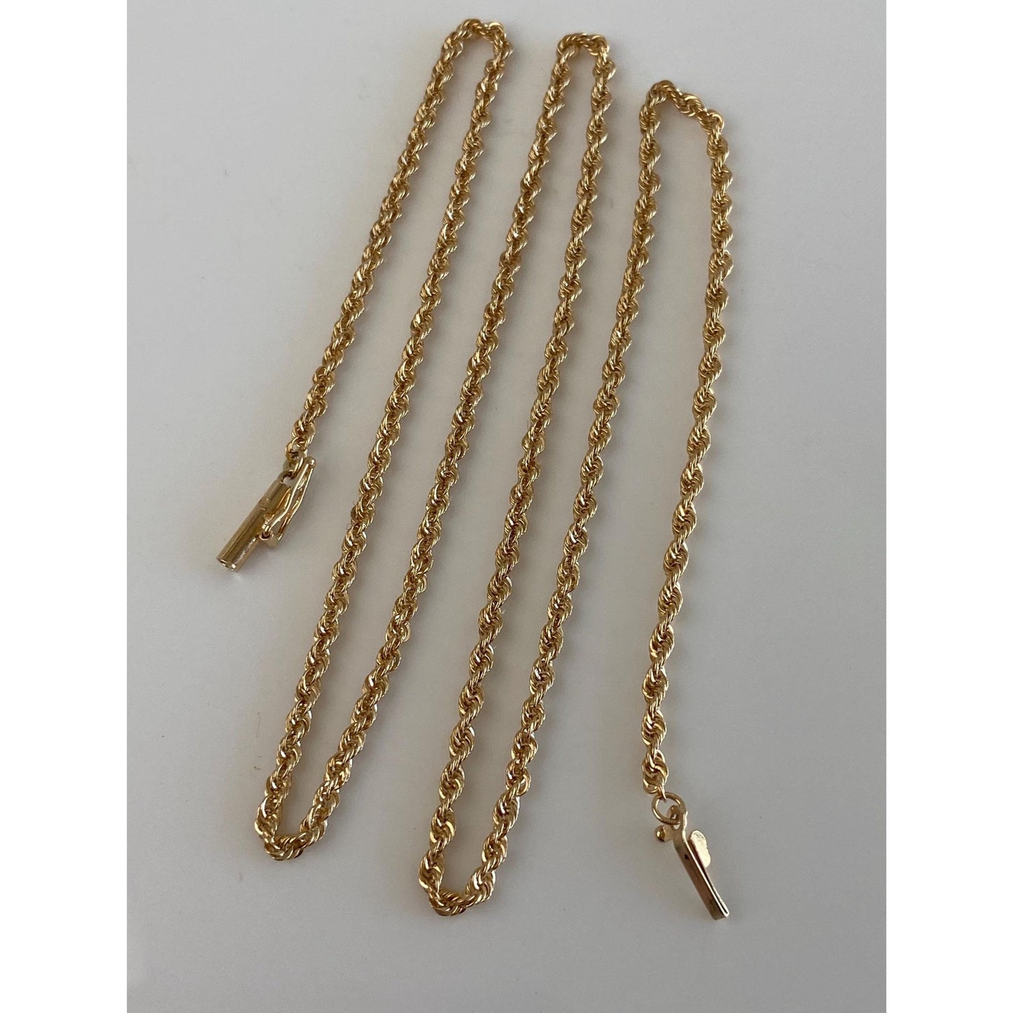Vintage Solid 14k Yellow Gold Slim Rope Chain Necklace - 17.75 inches
