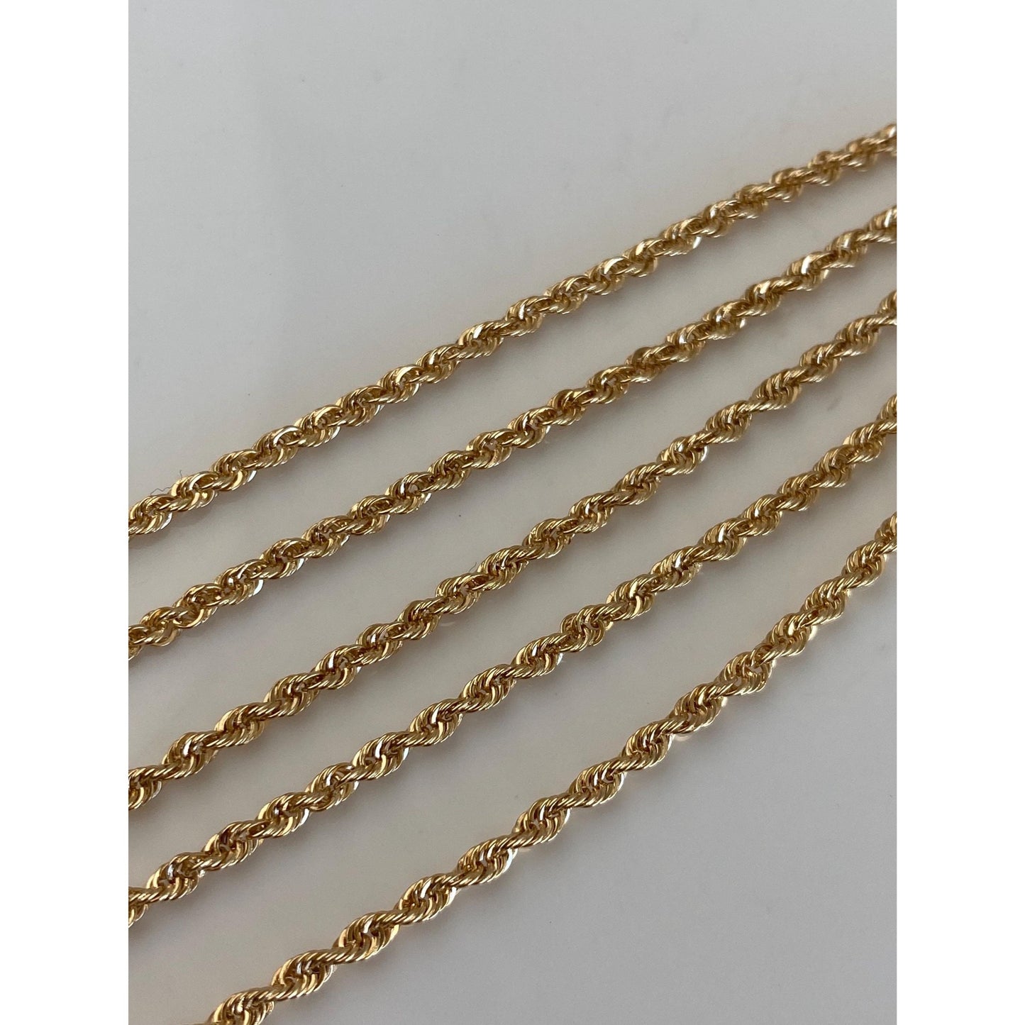 Vintage Solid 14k Yellow Gold Slim Rope Chain Necklace - 17.75 inches