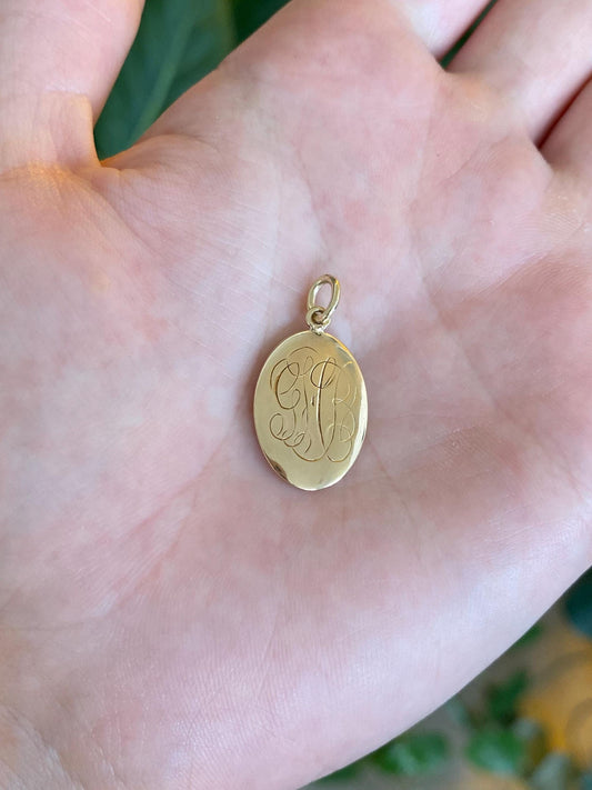 Vintage Solid 14k Yellow Gold Monogram Cufflink Conversion Charm