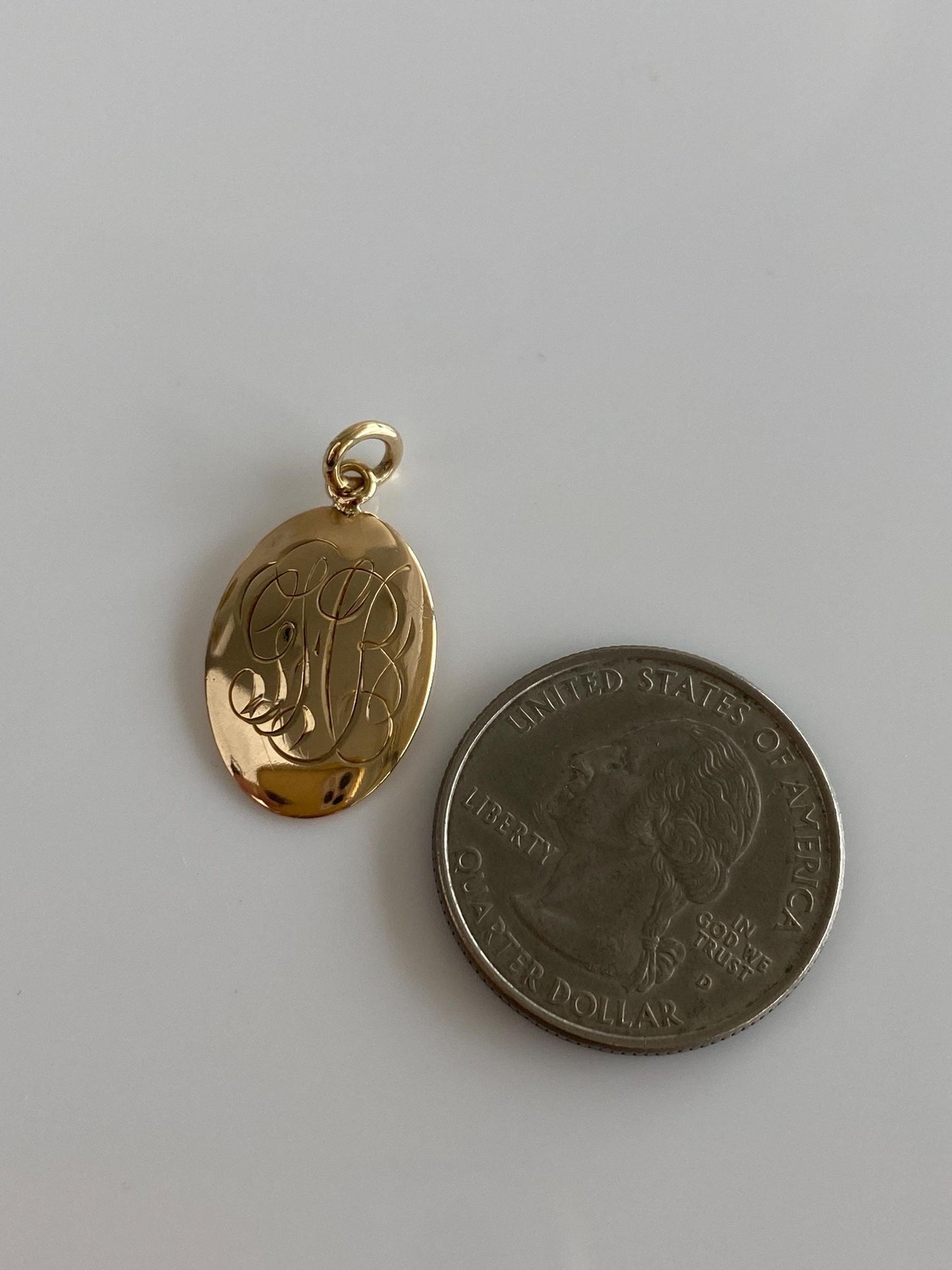 Vintage Solid 14k Yellow Gold Monogram Cufflink Conversion Charm