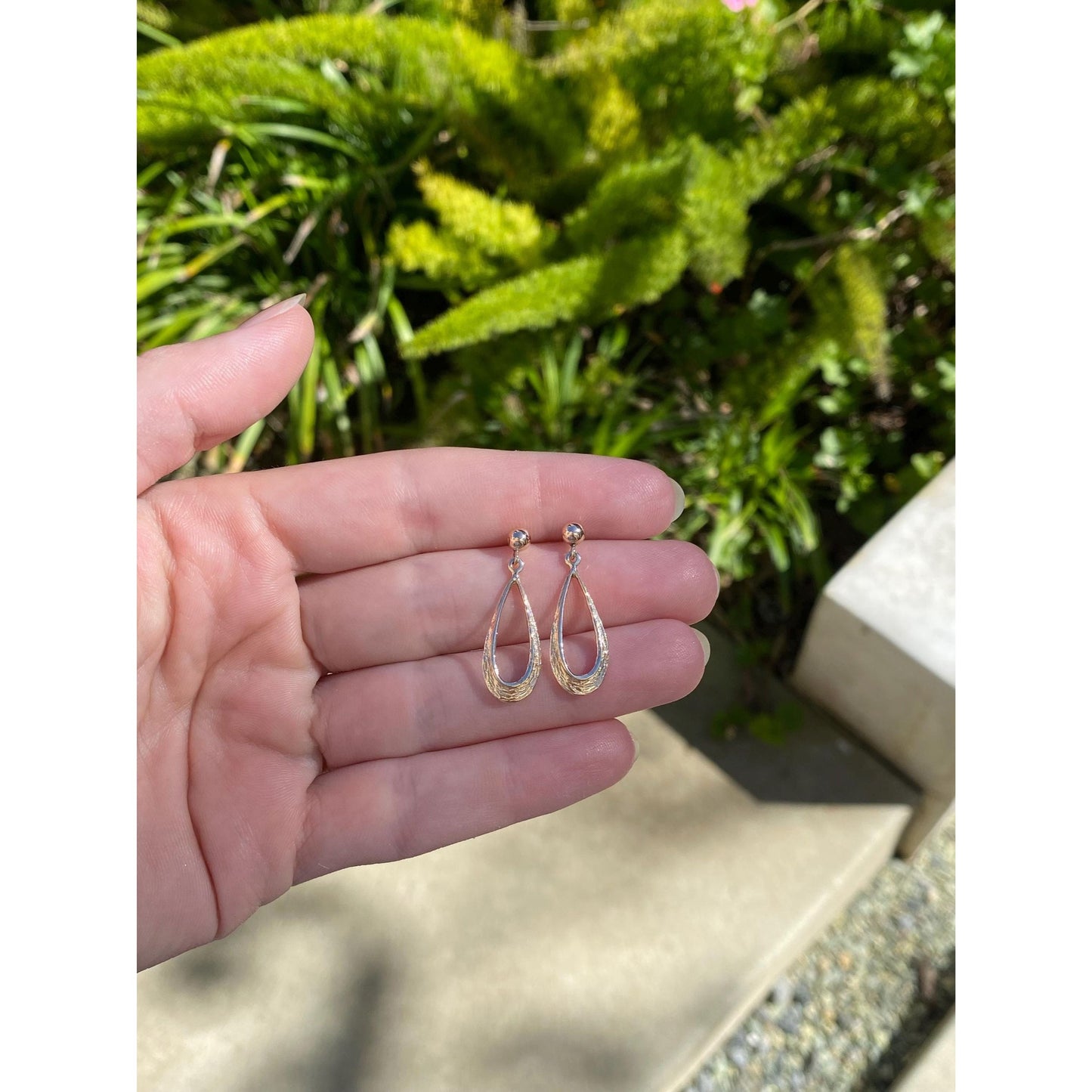Solid 14k Yellow Gold Teardrop Dangle Stud Earrings
