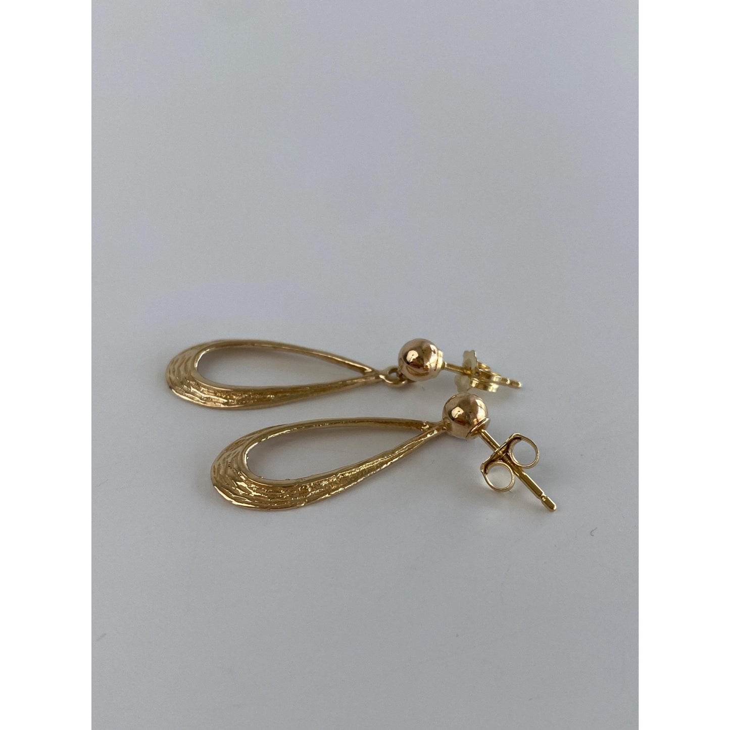 Solid 14k Yellow Gold Teardrop Dangle Stud Earrings