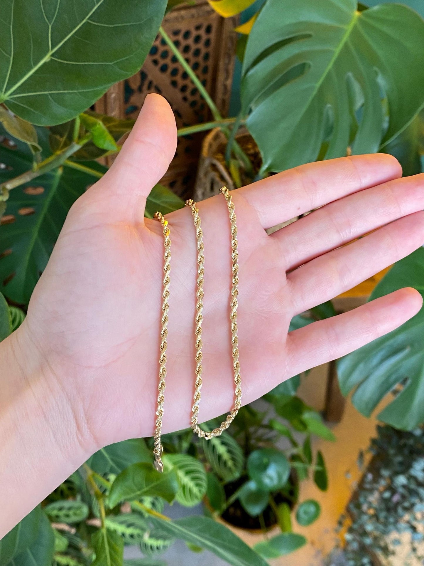 Vintage Solid 14k Yellow Gold Diamond Cut Rope Chain Necklace - 20.25 inches