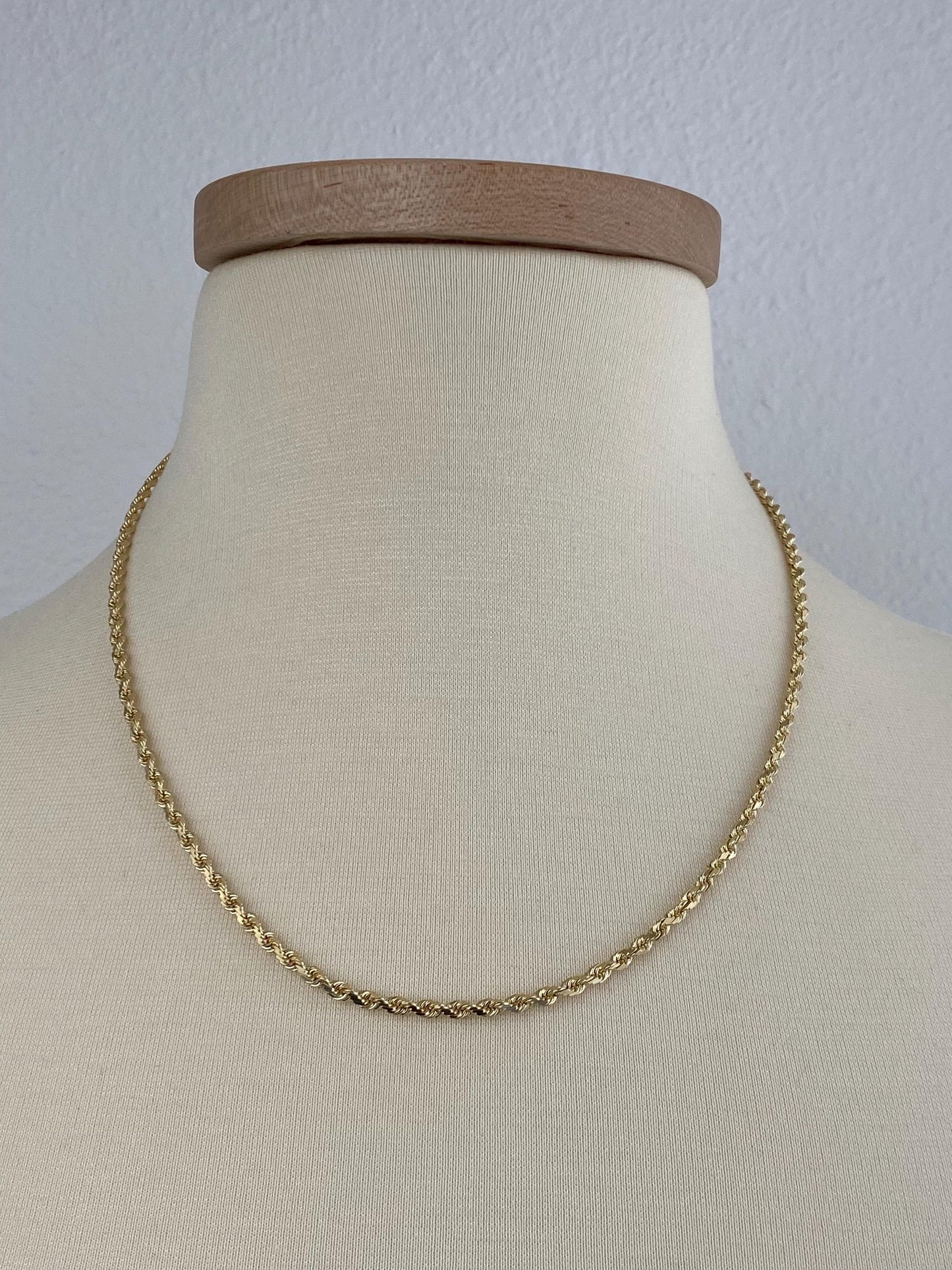 Vintage Solid 14k Yellow Gold Diamond Cut Rope Chain Necklace - 20.25 inches