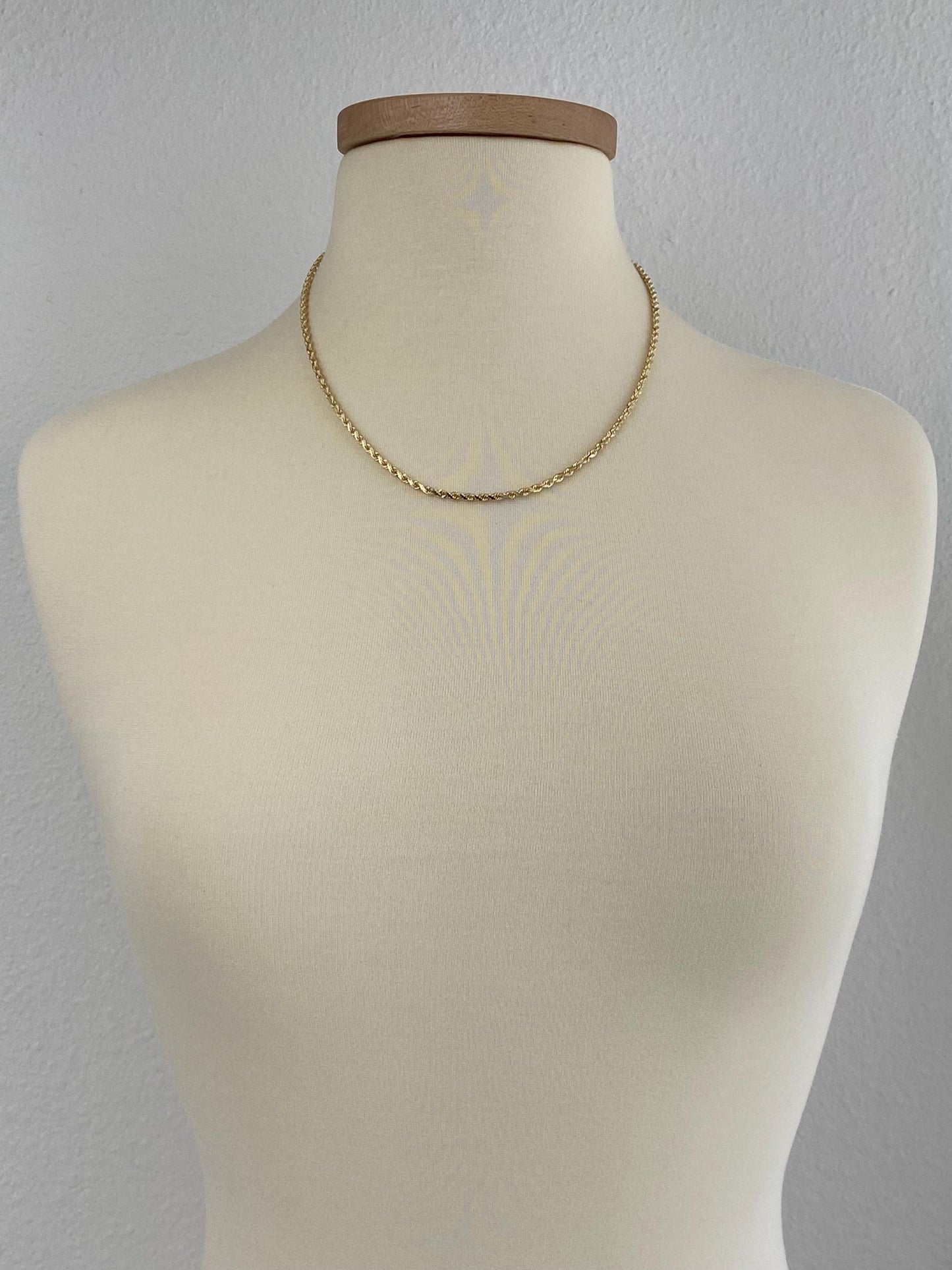 Vintage Solid 14k Yellow Gold Diamond Cut Rope Chain Necklace - 20.25 inches