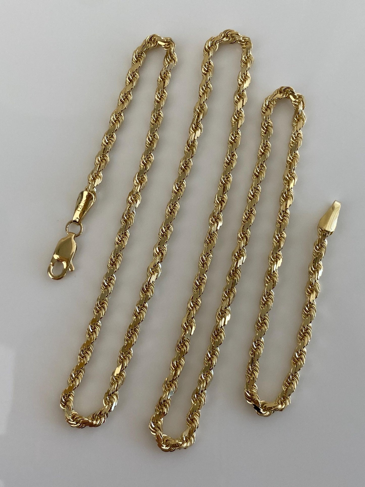 Vintage Solid 14k Yellow Gold Diamond Cut Rope Chain Necklace - 20.25 inches