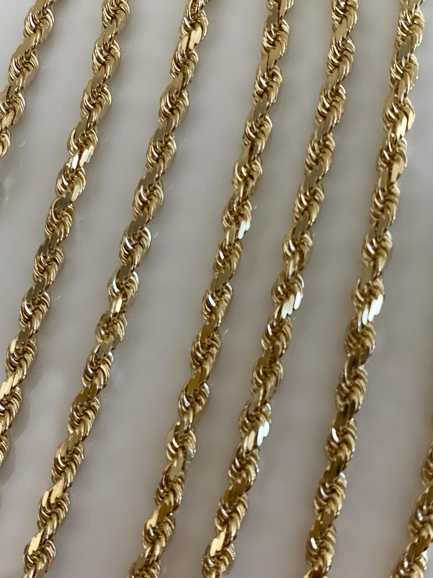 Vintage Solid 14k Yellow Gold Diamond Cut Rope Chain Necklace - 20.25 inches