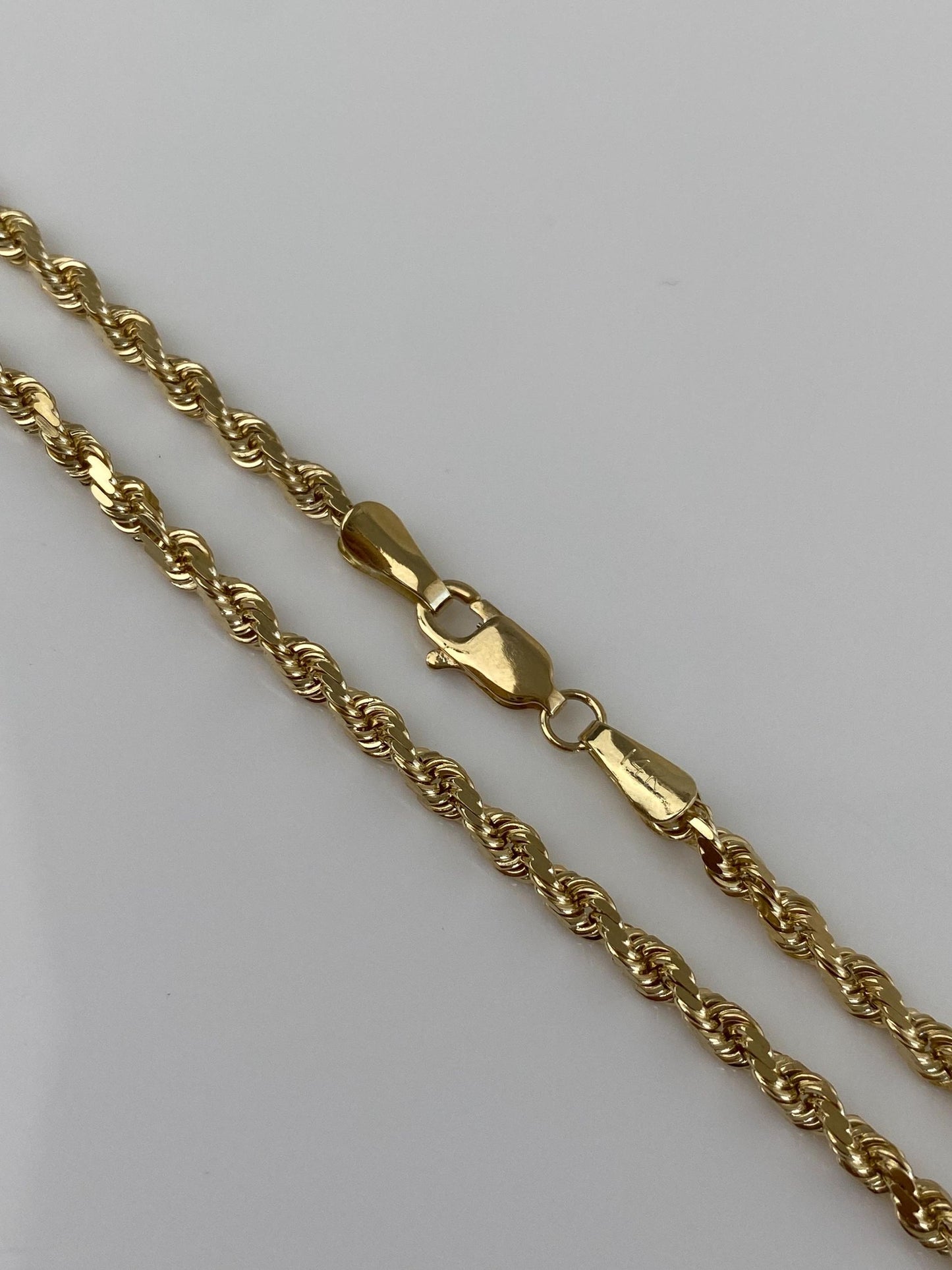 Vintage Solid 14k Yellow Gold Diamond Cut Rope Chain Necklace - 20.25 inches