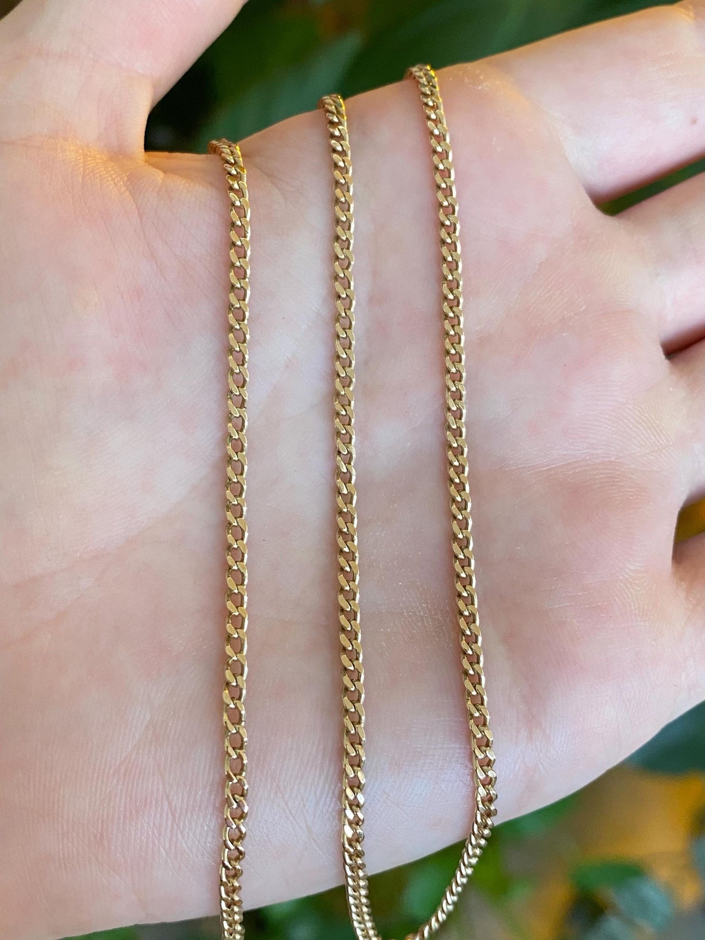 Vintage Solid 14k Yellow Gold Curb Chain Necklace - 20 inches
