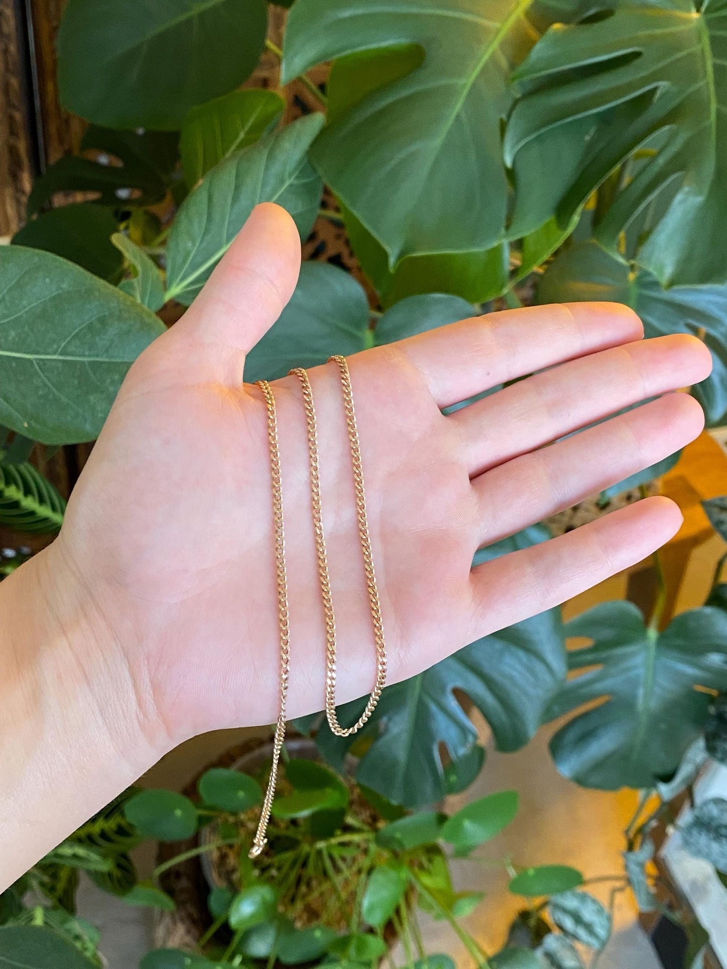 Vintage Solid 14k Yellow Gold Curb Chain Necklace - 20 inches