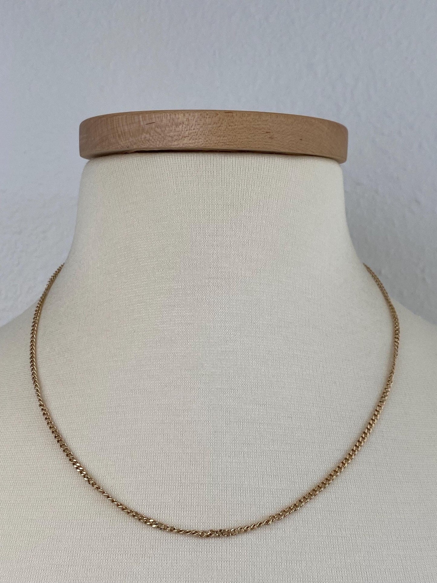 Vintage Solid 14k Yellow Gold Curb Chain Necklace - 20 inches
