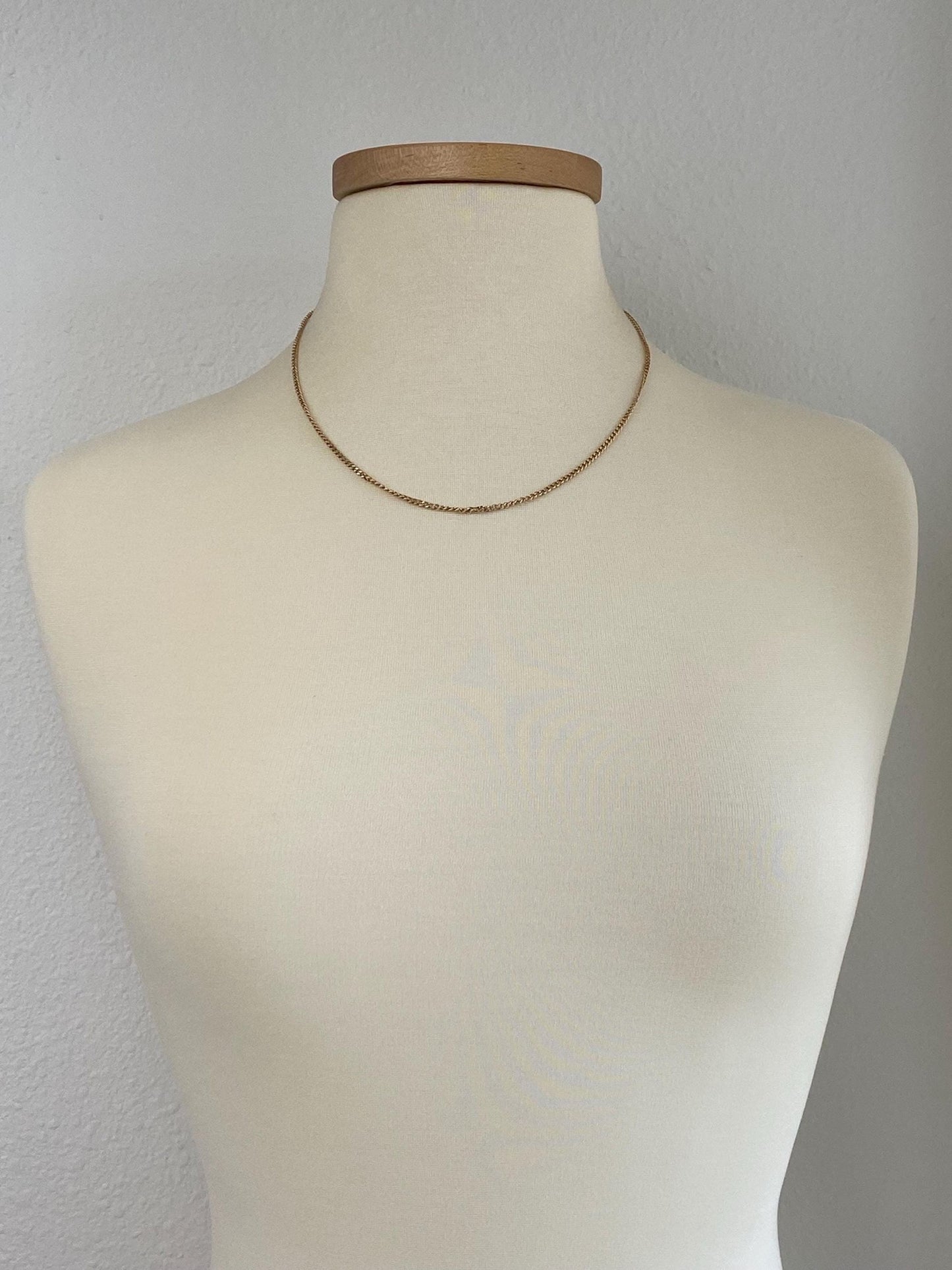 Vintage Solid 14k Yellow Gold Curb Chain Necklace - 20 inches
