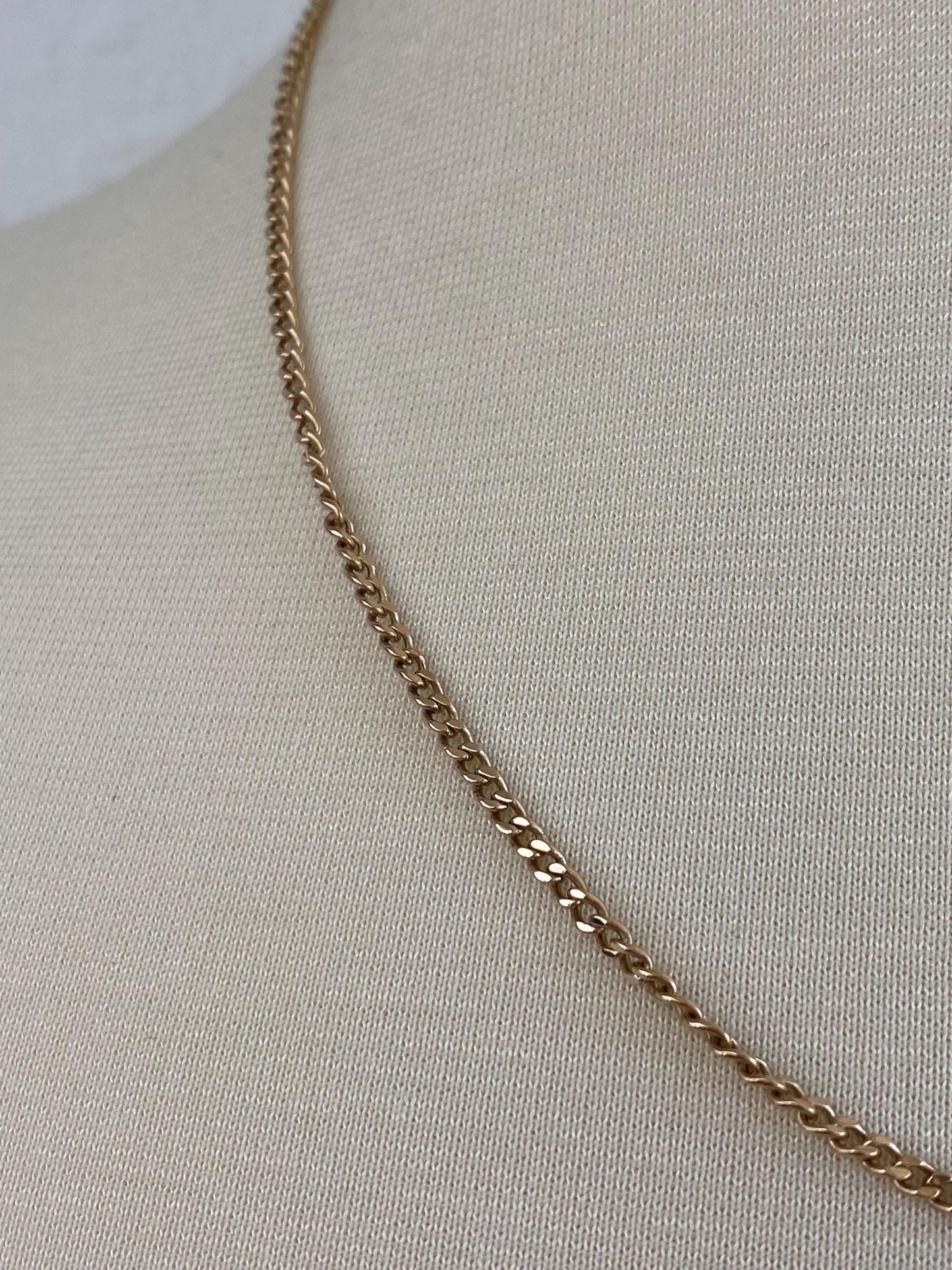 Vintage Solid 14k Yellow Gold Curb Chain Necklace - 20 inches