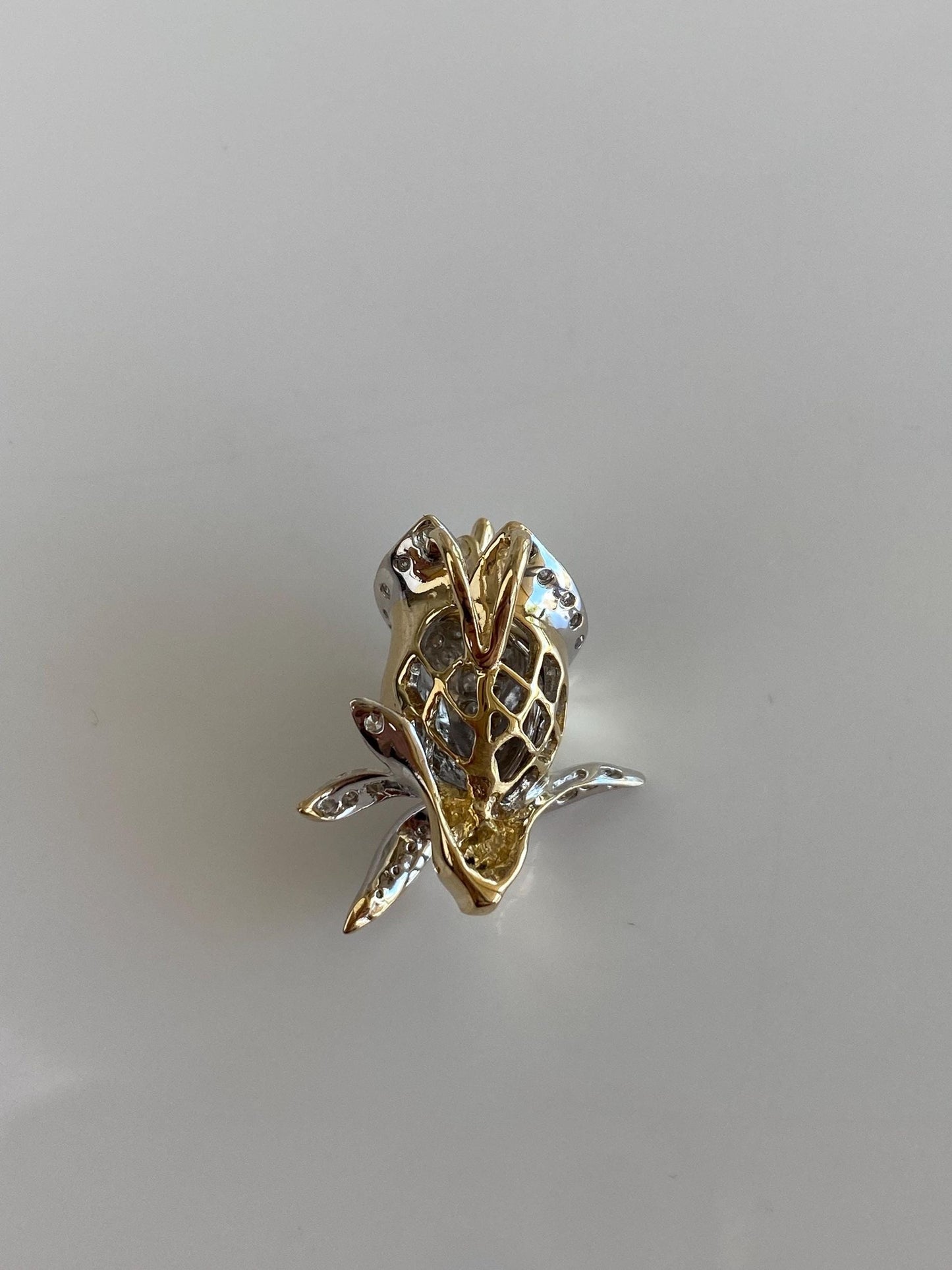 Vintage Solid 14k White & Yellow Diamonds Rose Charm