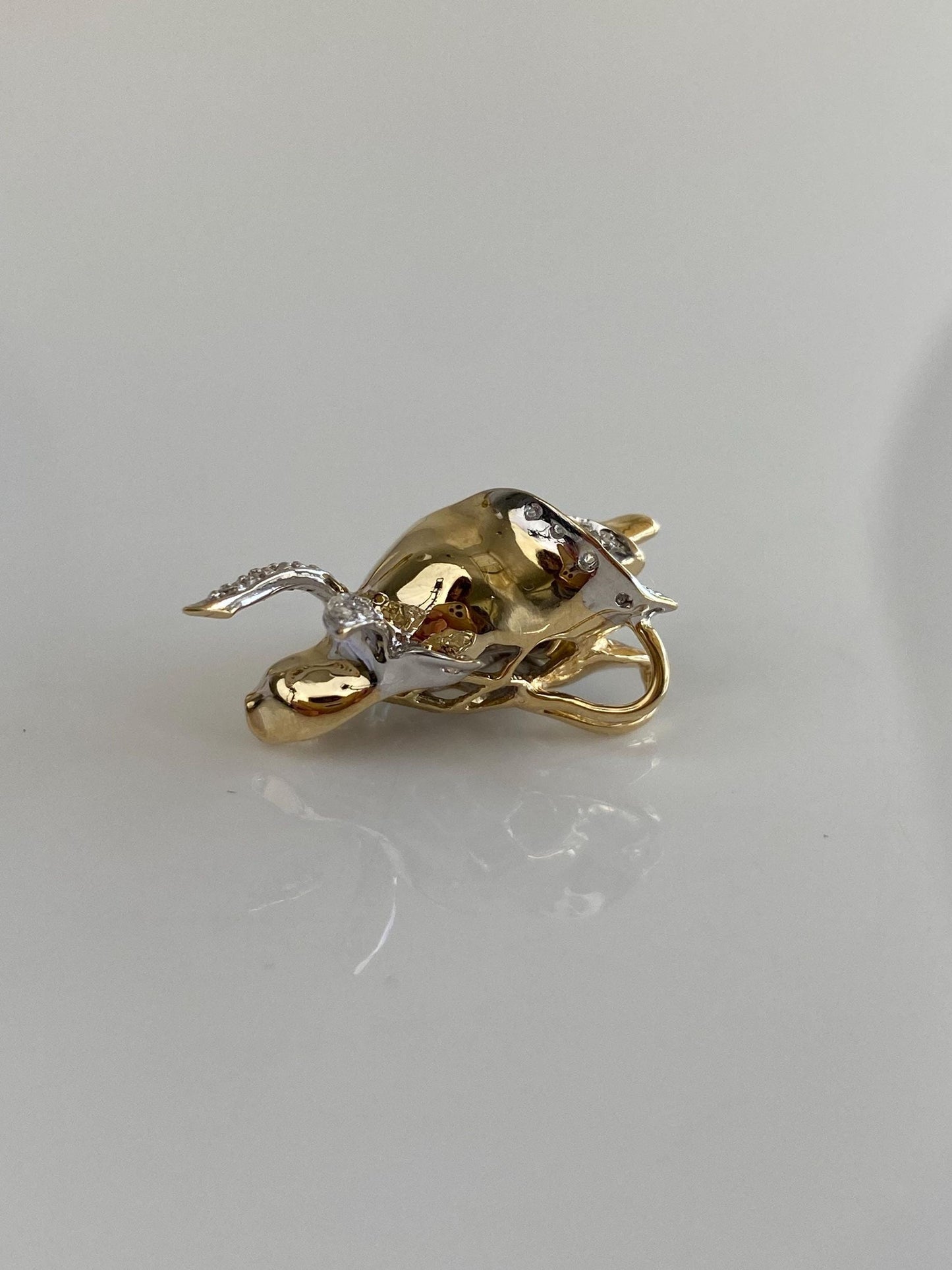 Vintage Solid 14k White & Yellow Diamonds Rose Charm