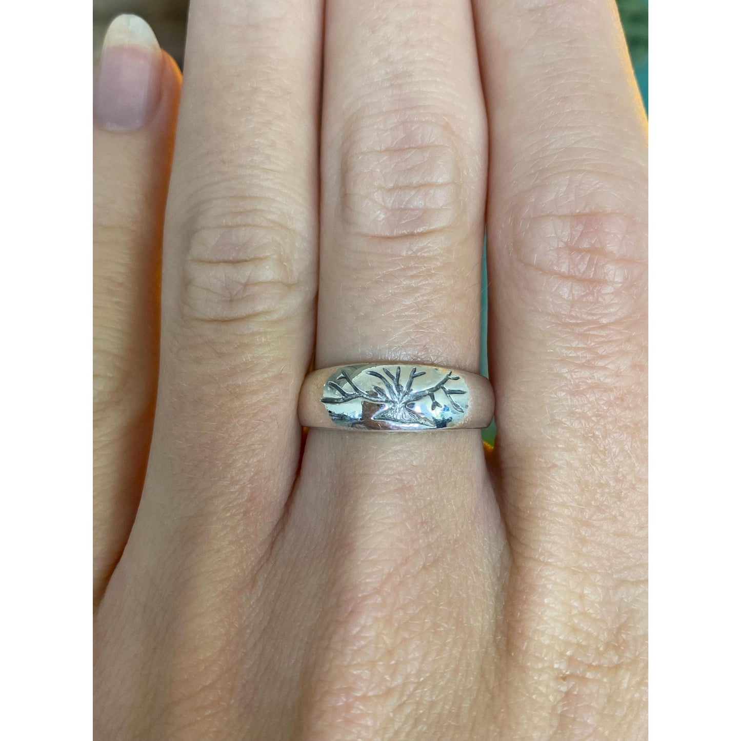 Solid Sterling Silver Tree of Life Ring Band - Size 6.75
