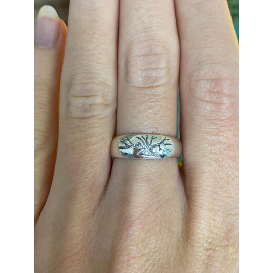 Solid Sterling Silver Tree of Life Ring Band - Size 6.75