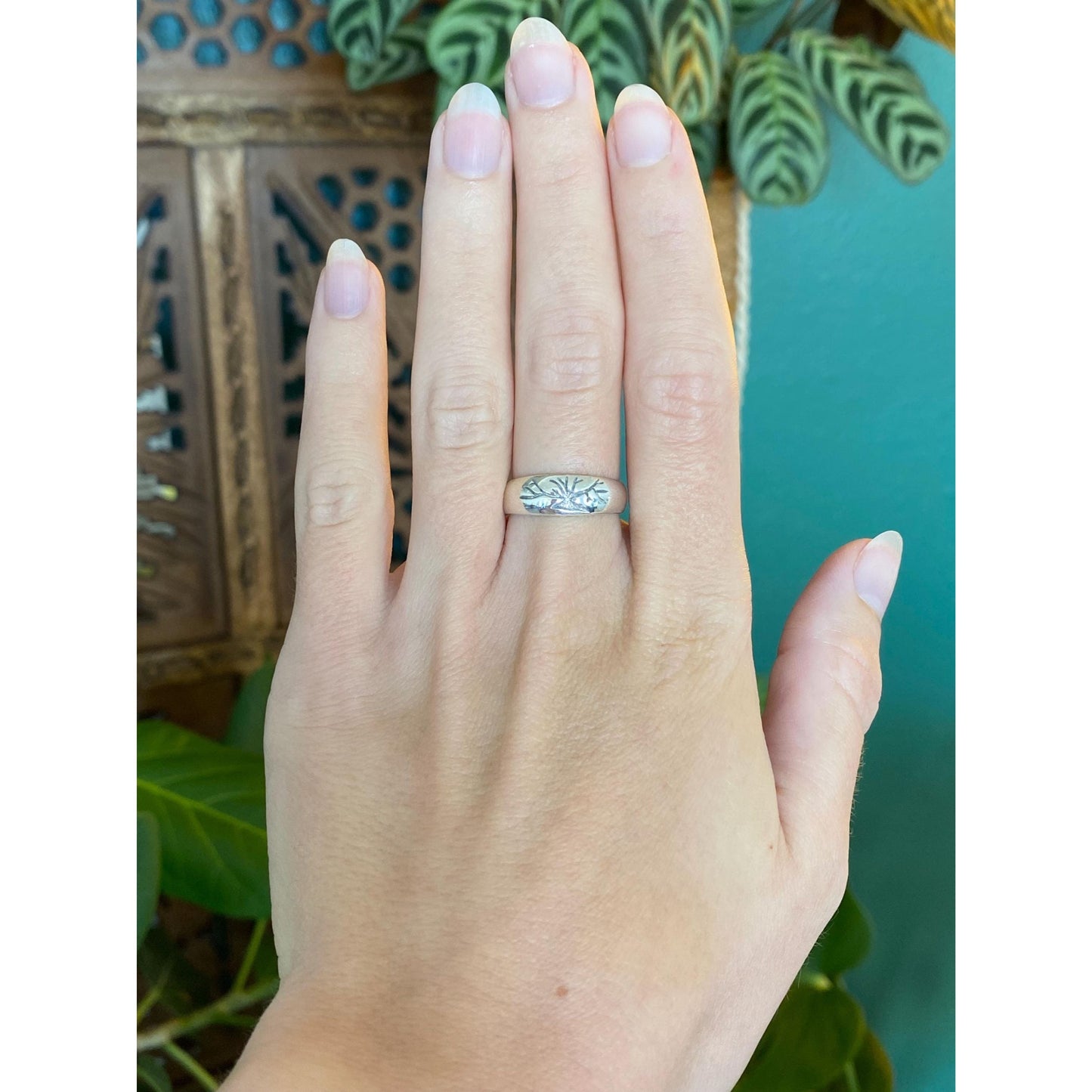 Solid Sterling Silver Tree of Life Ring Band - Size 6.75