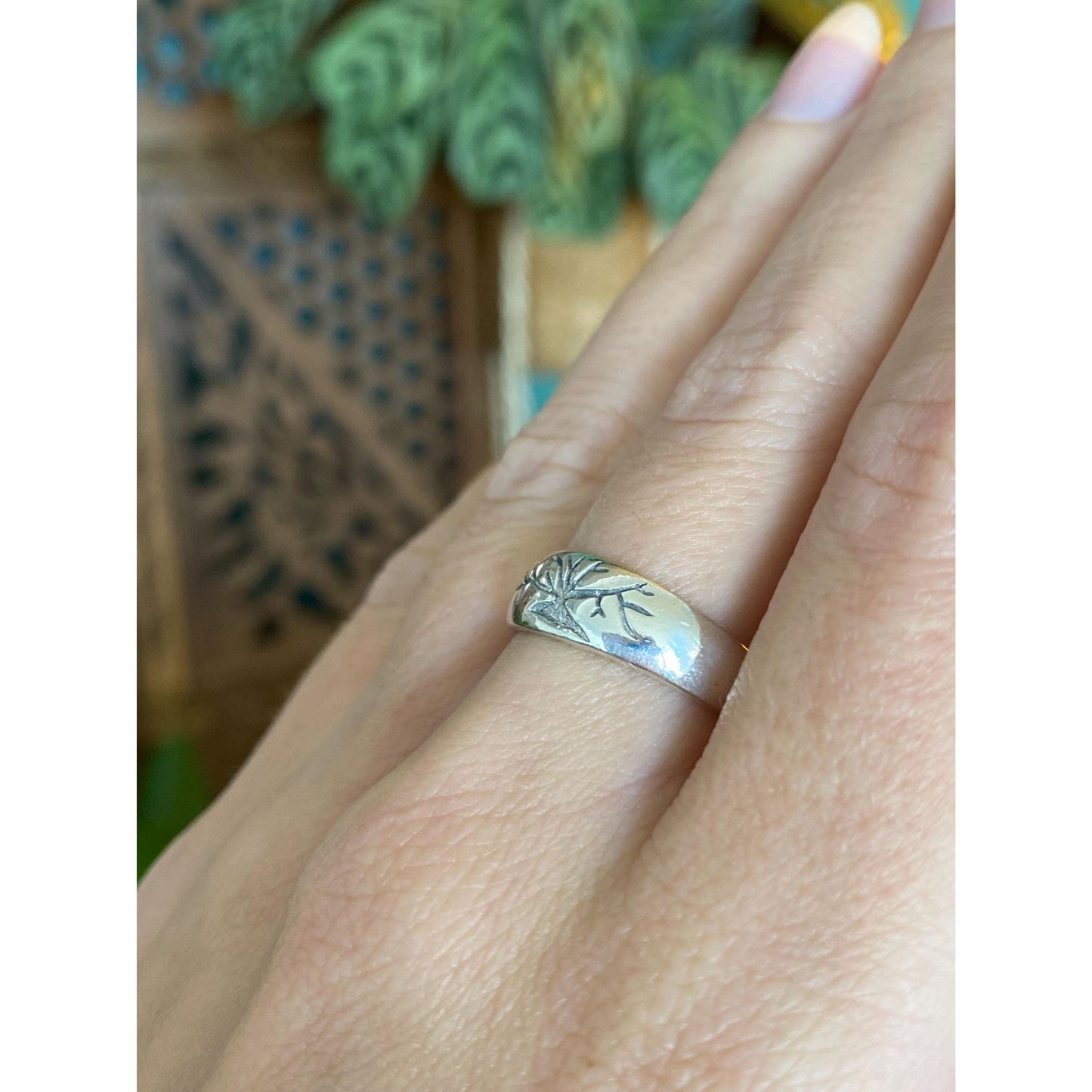 Solid Sterling Silver Tree of Life Ring Band - Size 6.75