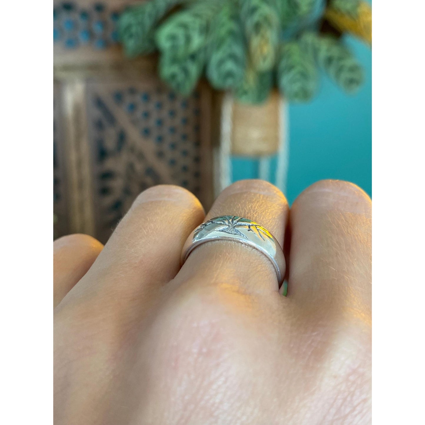 Solid Sterling Silver Tree of Life Ring Band - Size 6.75