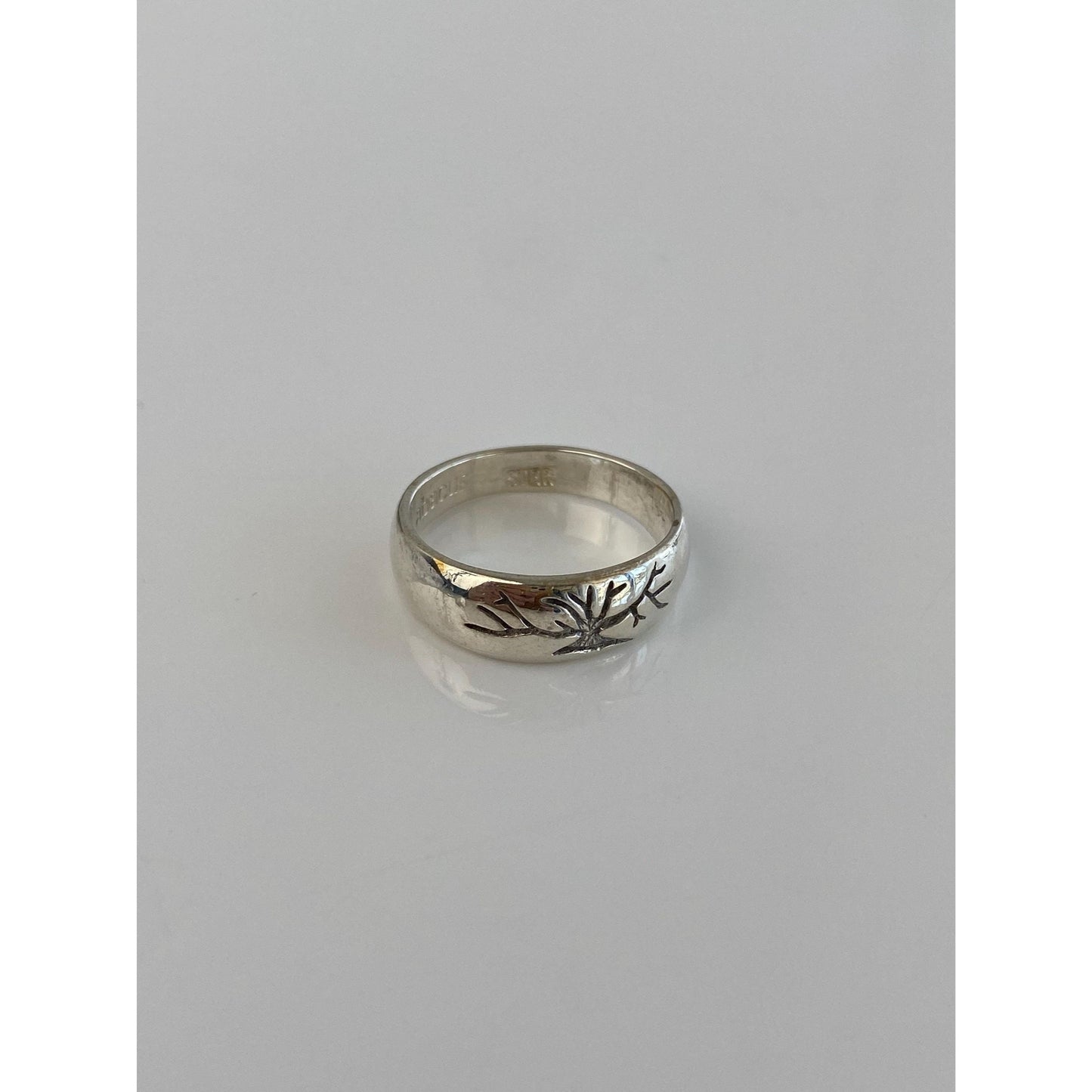 Solid Sterling Silver Tree of Life Ring Band - Size 6.75