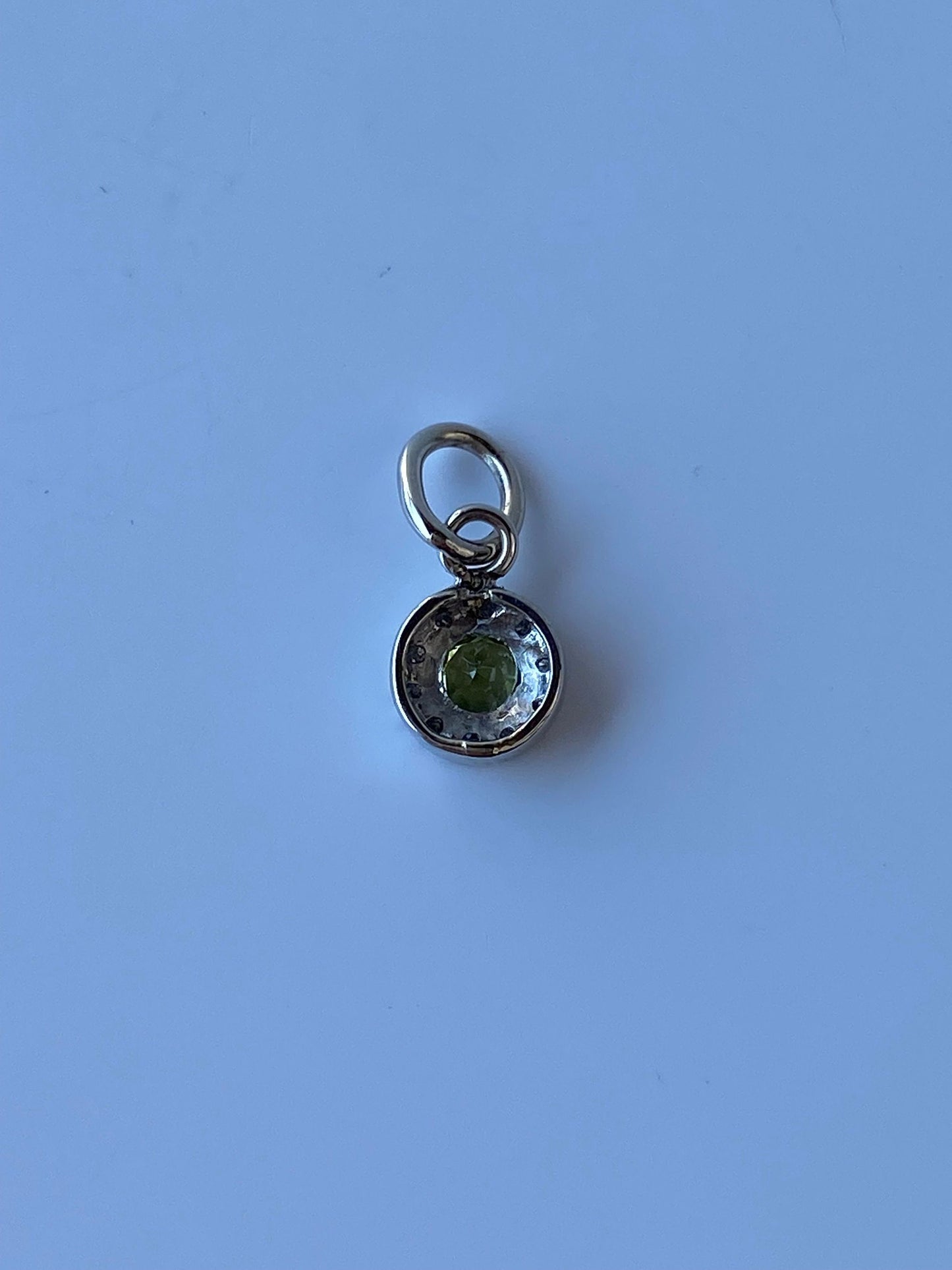 Solid 14k White Gold Little Peridot & Diamond Charm
