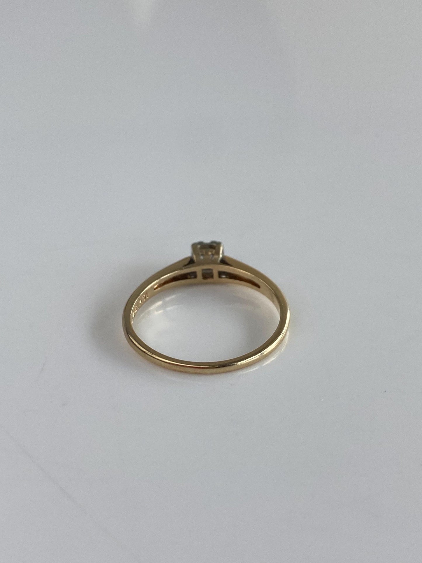 Vintage Solid 14k White & Yellow Gold Diamond Ring - Size 6.5
