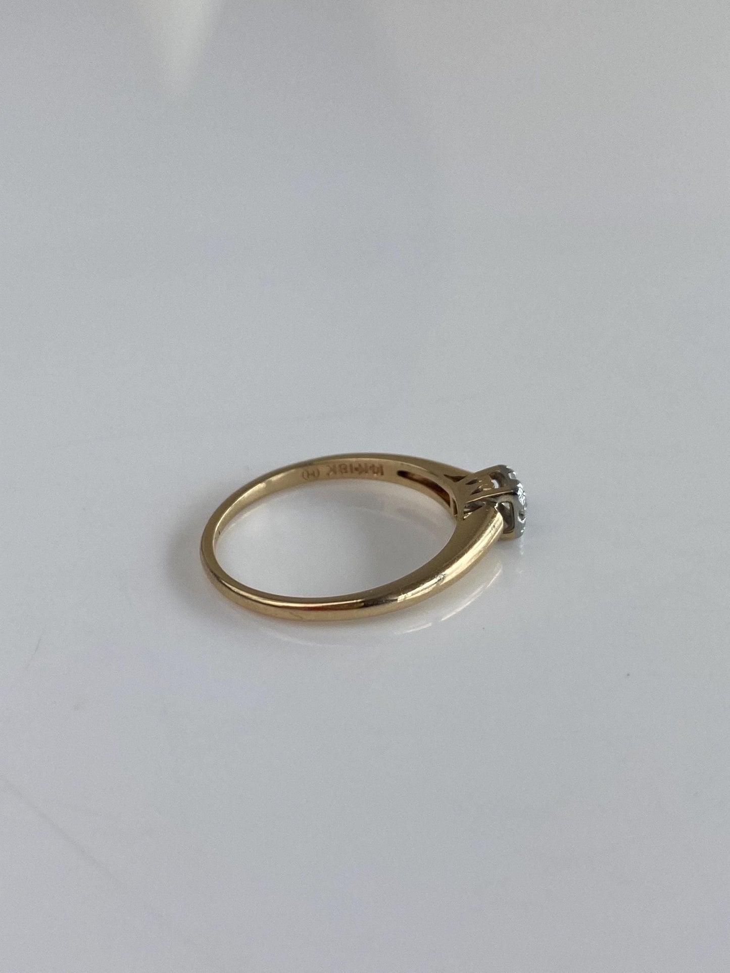 Vintage Solid 14k White & Yellow Gold Diamond Ring - Size 6.5