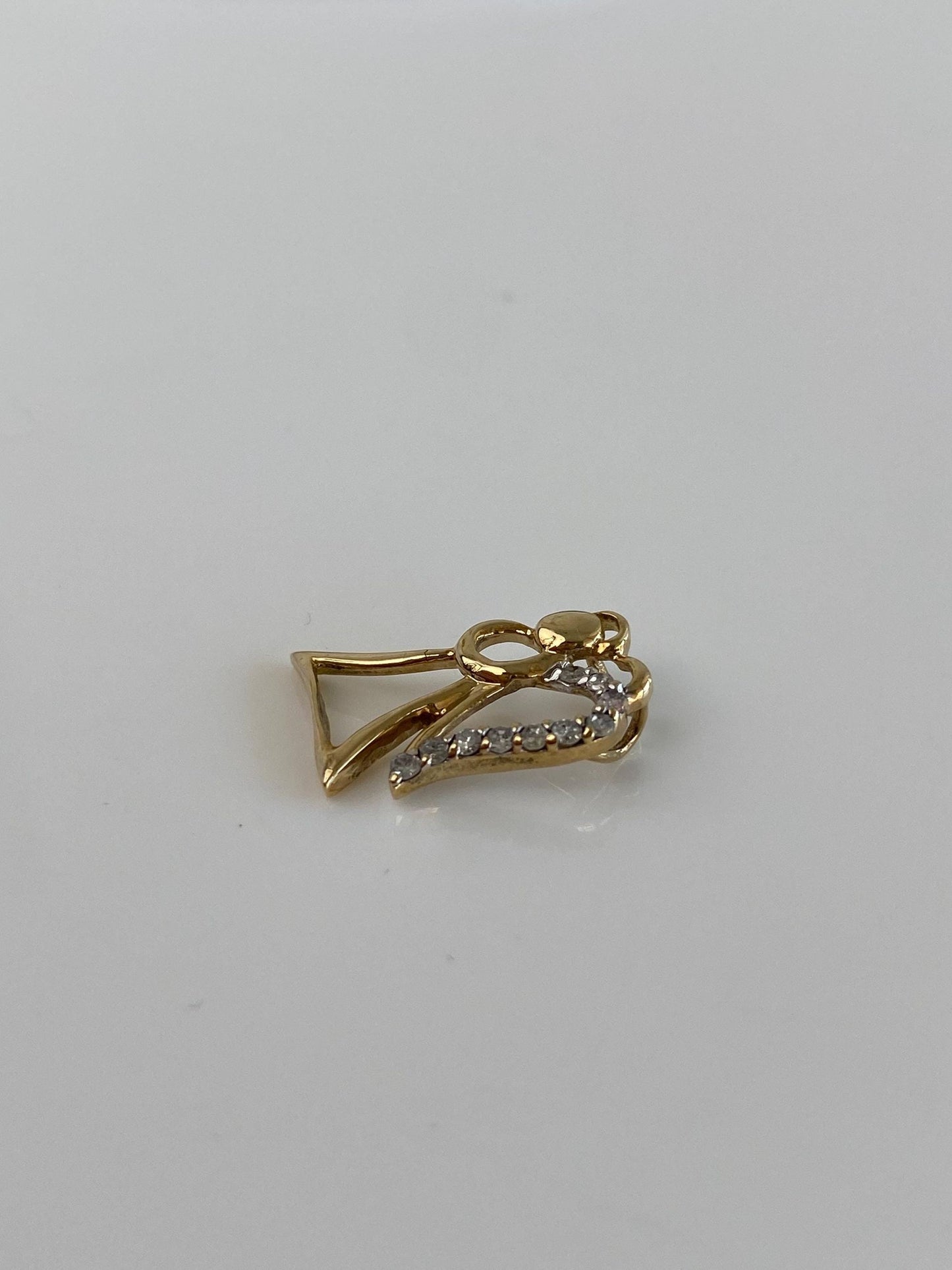 Vintage Solid 10k Yellow Gold Diamond Angel Charm