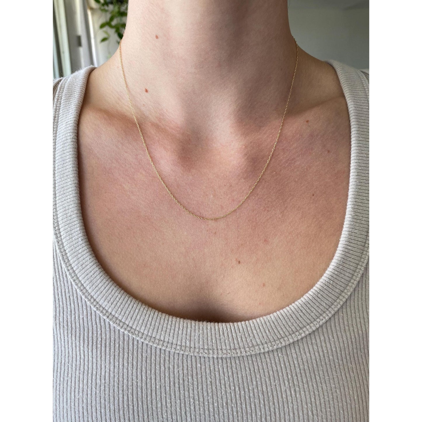 Vintage Solid 14k Yellow Gold Dainty Chain Necklace - 18.5 inches