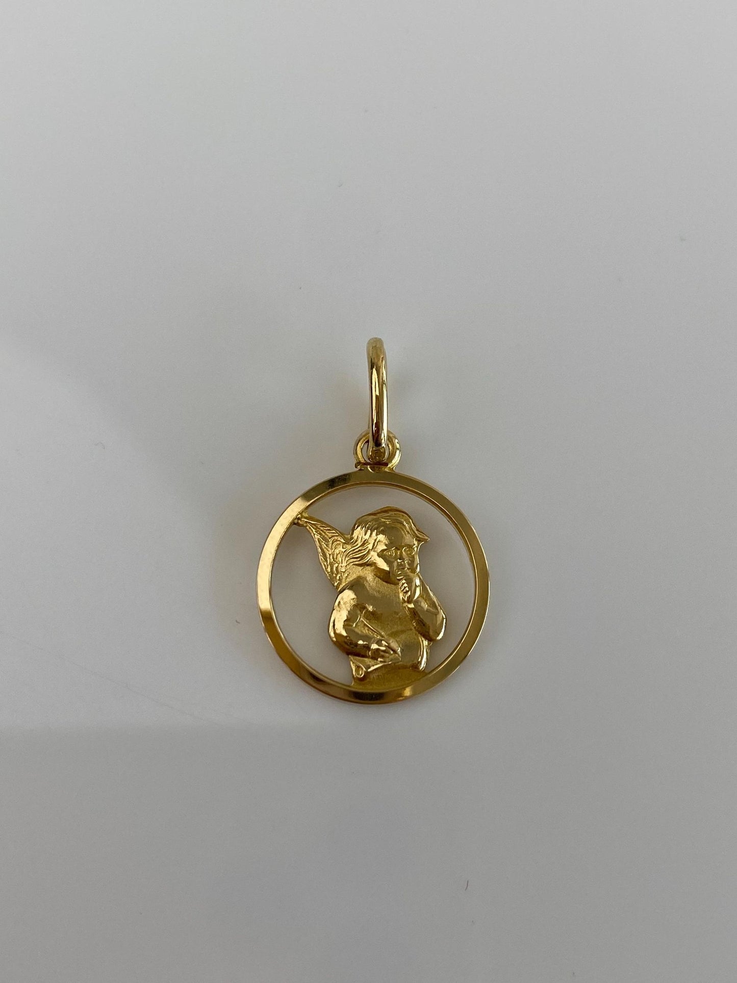Vintage Solid 18k Yellow Gold Cherub Angel Charm