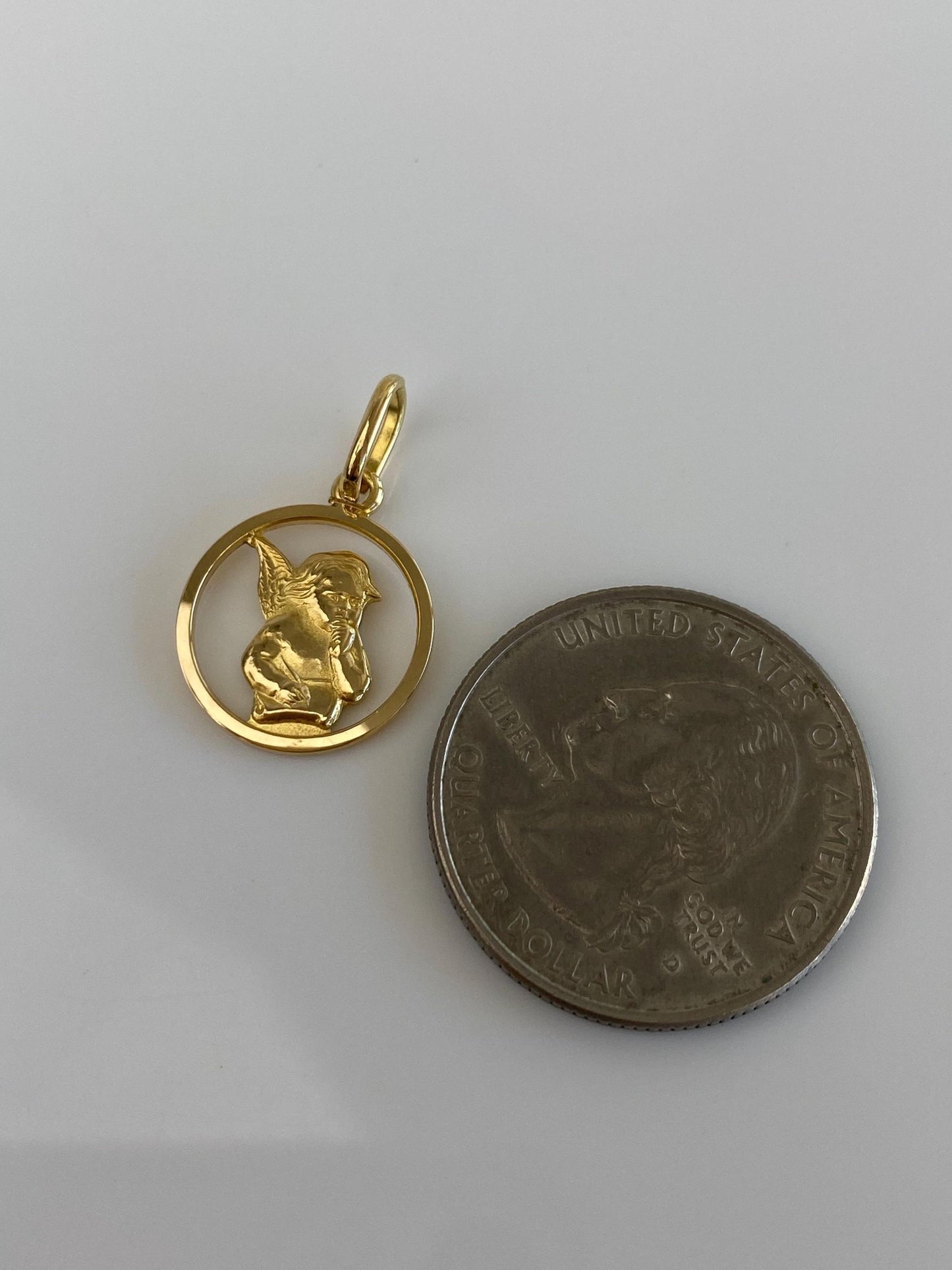Vintage Solid 18k Yellow Gold Cherub Angel Charm
