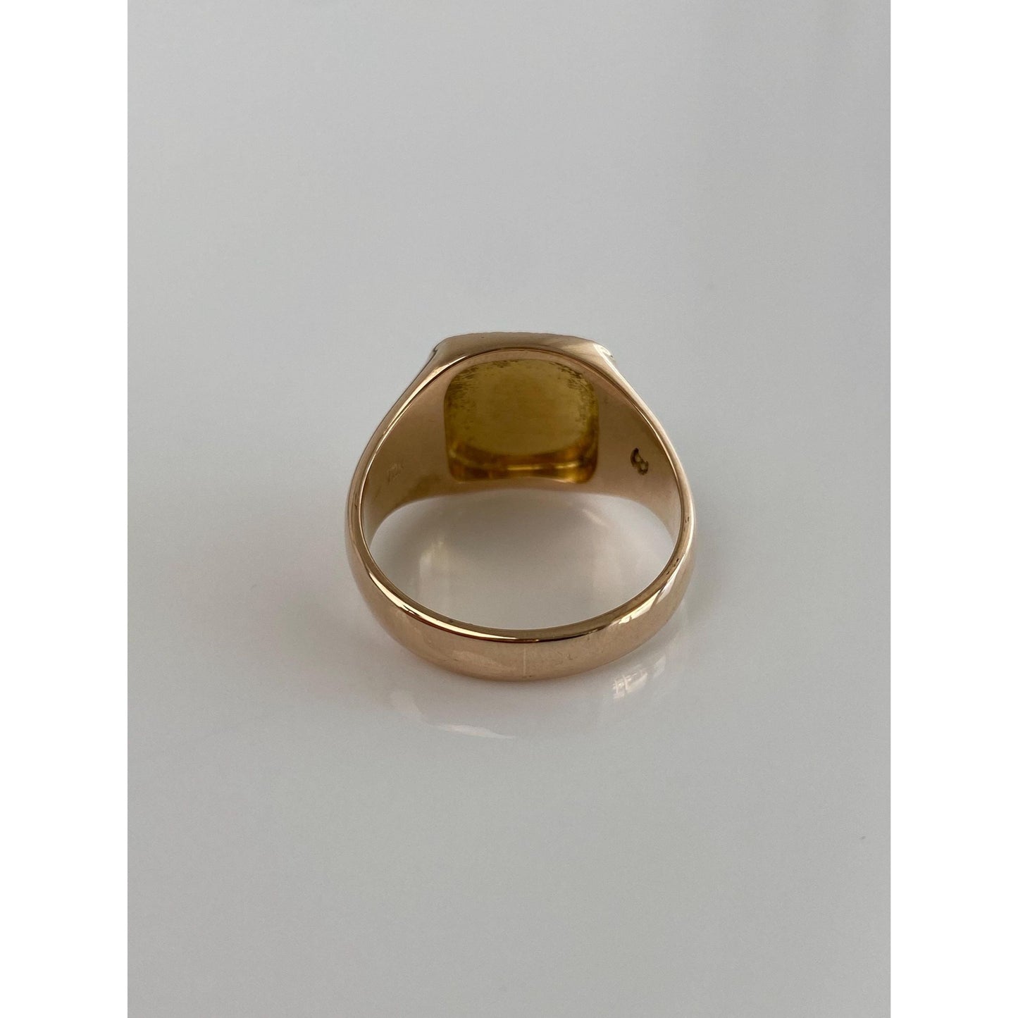 Vintage Solid 10k Rosey Gold Enamel Freemason Signet Ring - Size 9.25