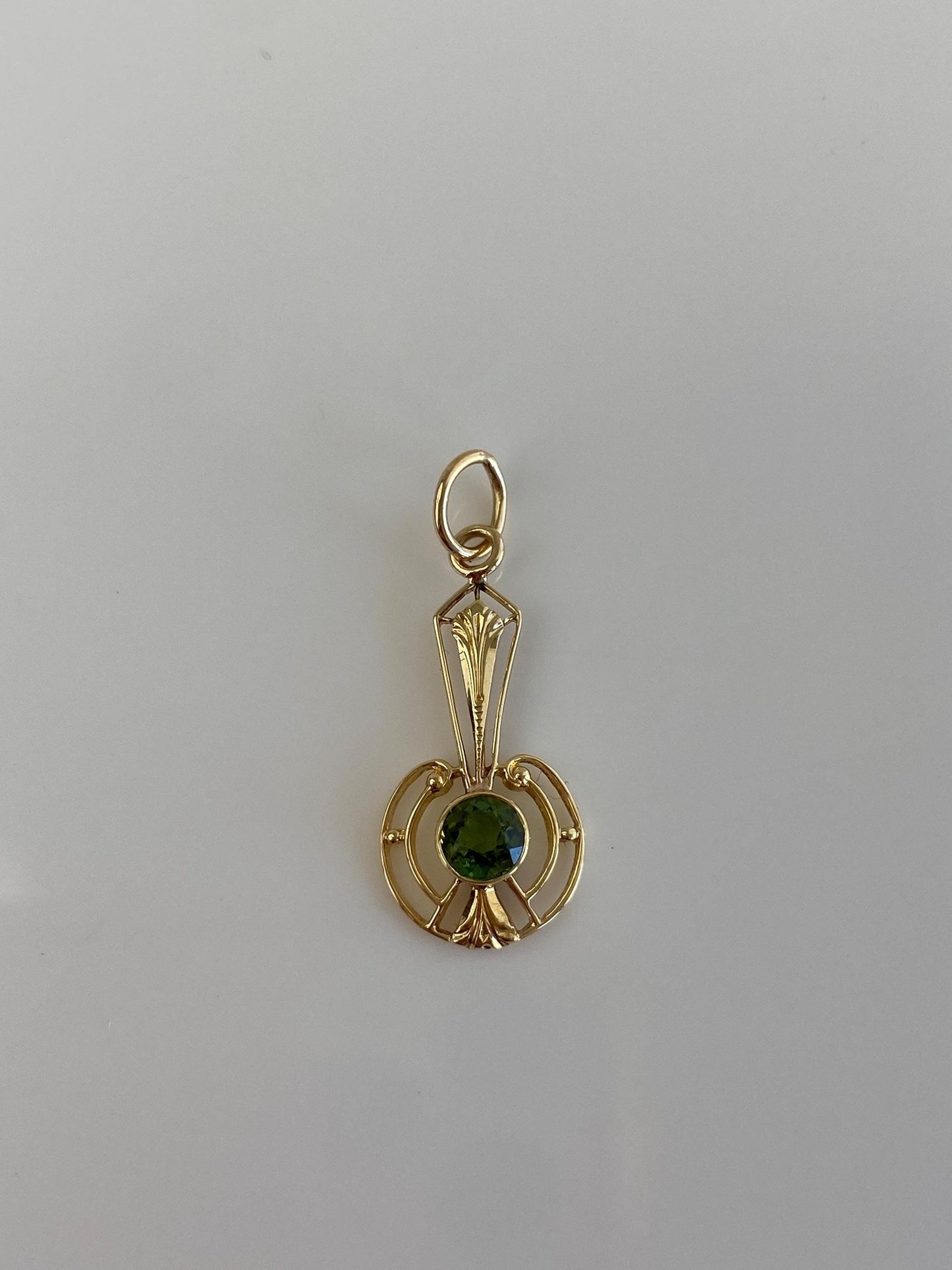 Vintage Solid 14k Yellow Gold Green Tourmaline Stick Pin Charm