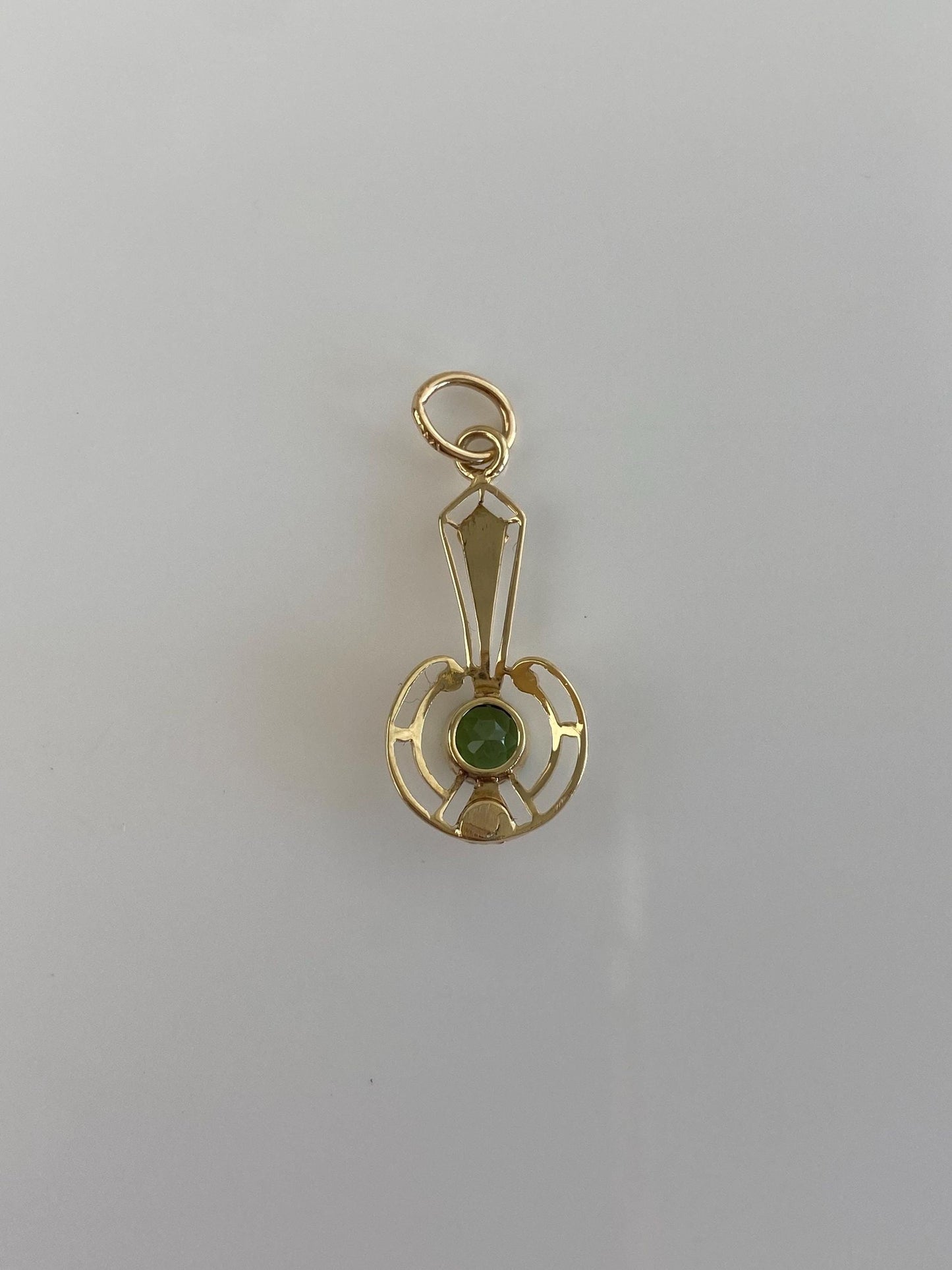 Vintage Solid 14k Yellow Gold Green Tourmaline Stick Pin Charm