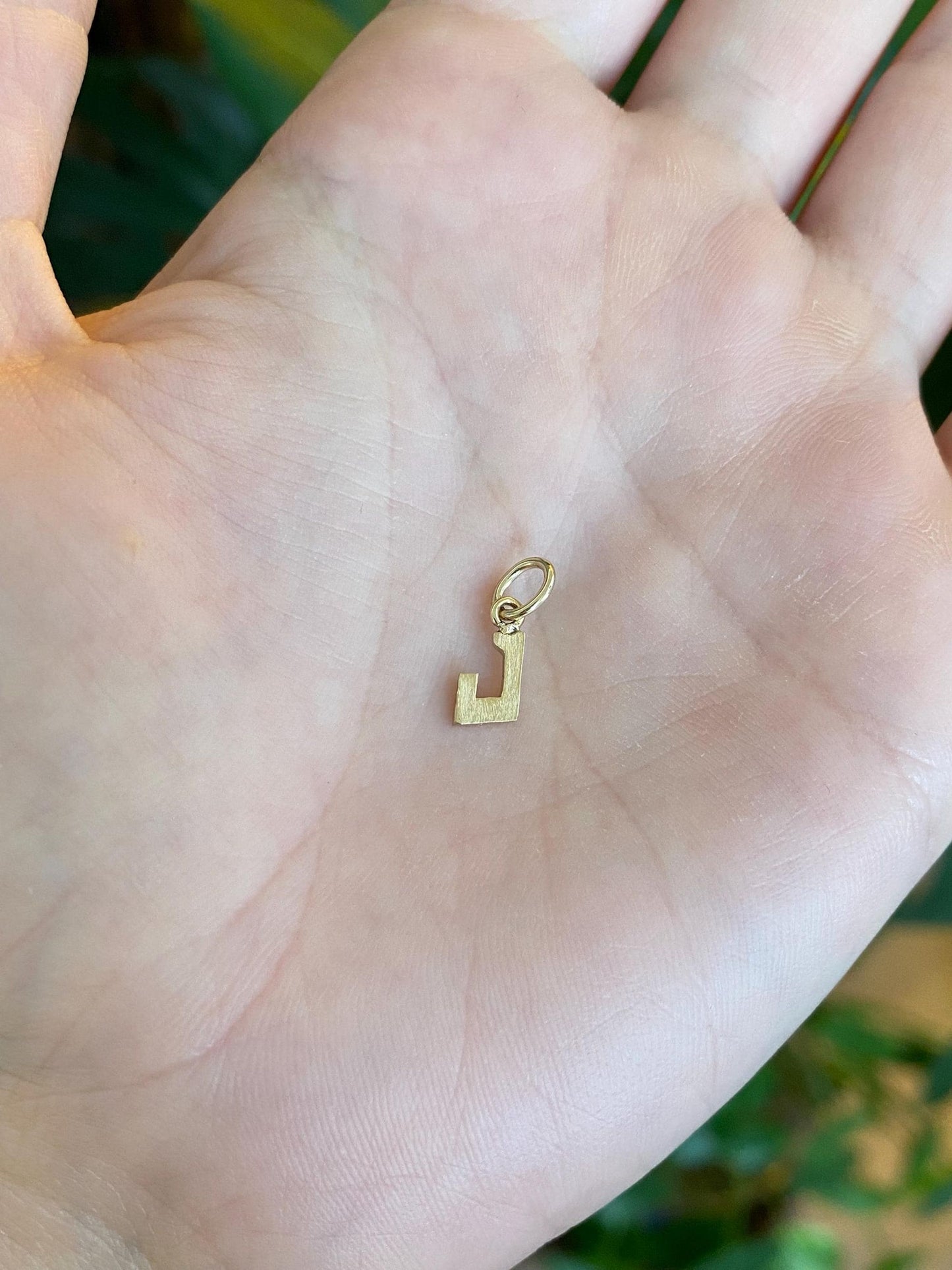 Solid 14k Yellow Gold Satin Initial 'J' Charm