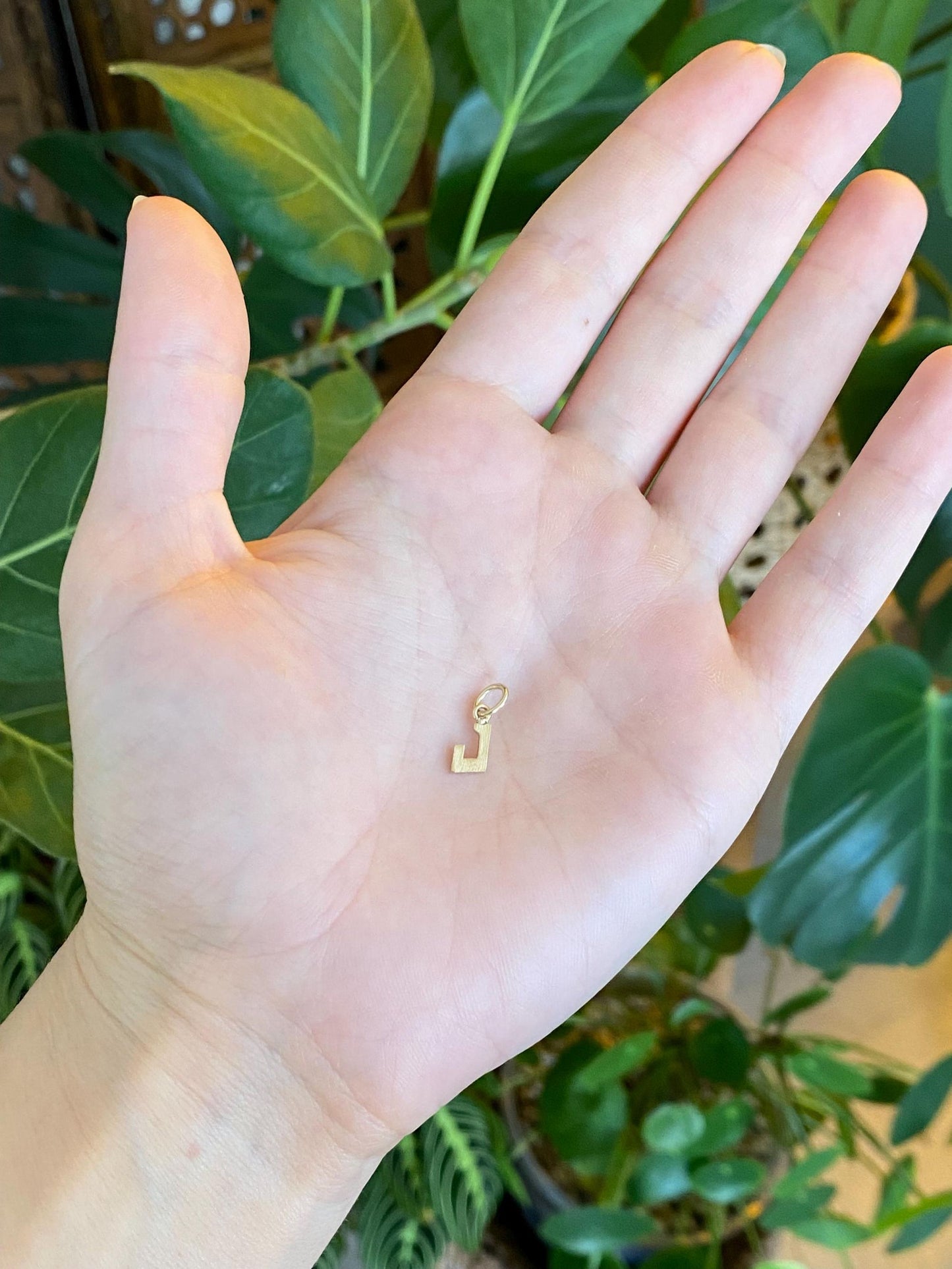 Solid 14k Yellow Gold Satin Initial 'J' Charm