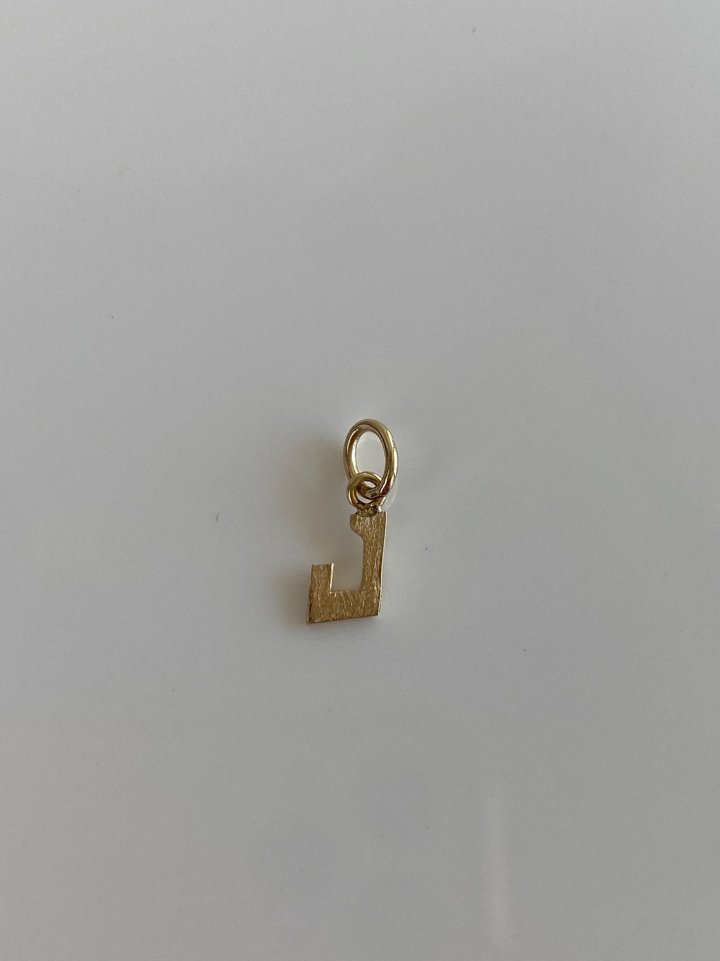 Solid 14k Yellow Gold Satin Initial 'J' Charm