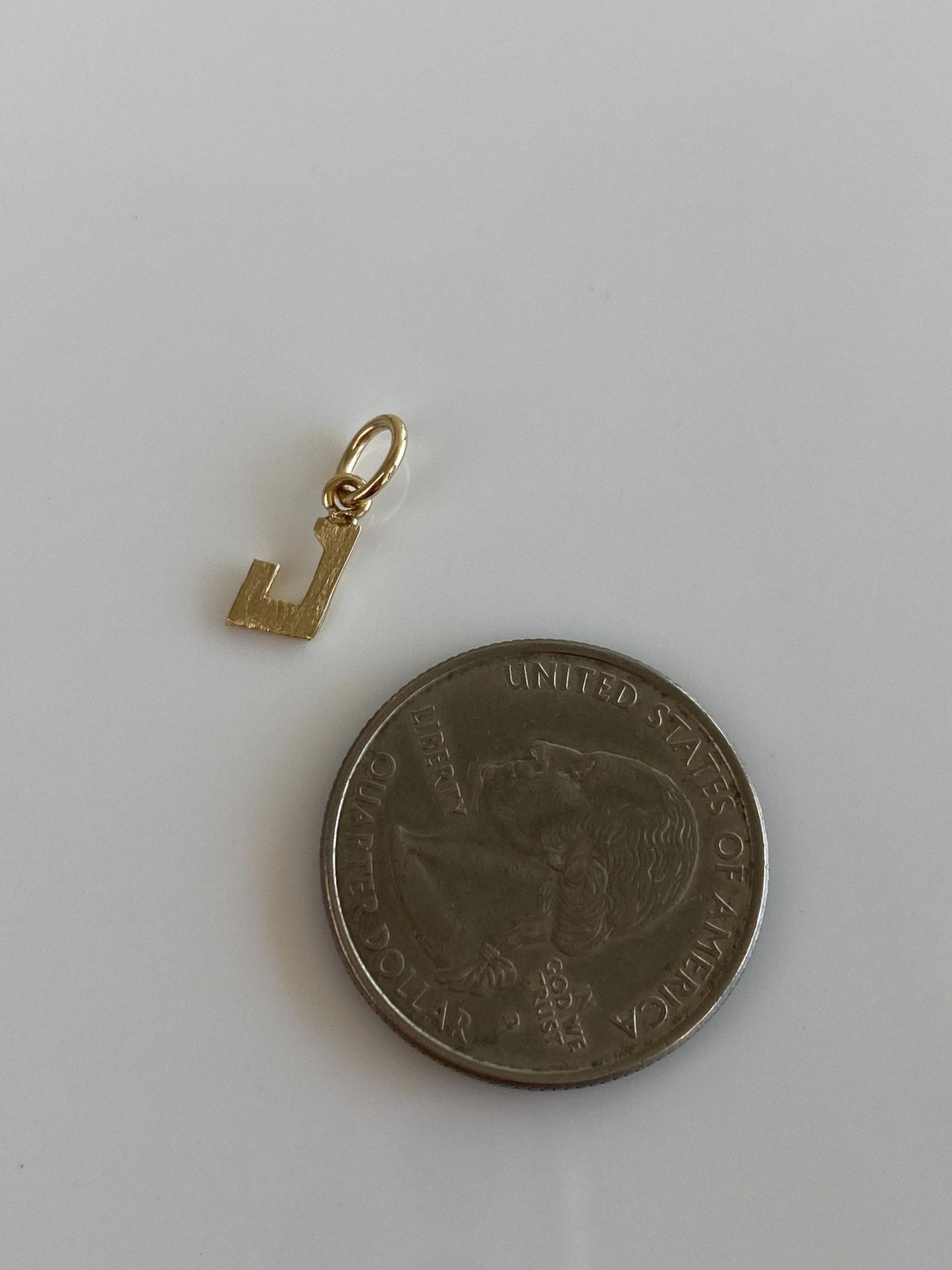 Solid 14k Yellow Gold Satin Initial 'J' Charm