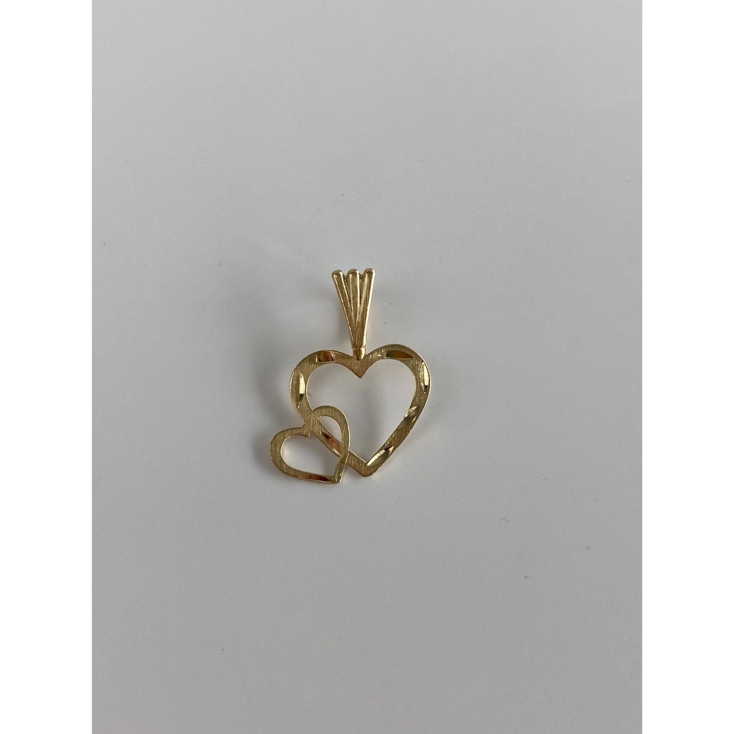 Vintage Solid 14k Yellow Gold Diamond Cut Hearts Charm