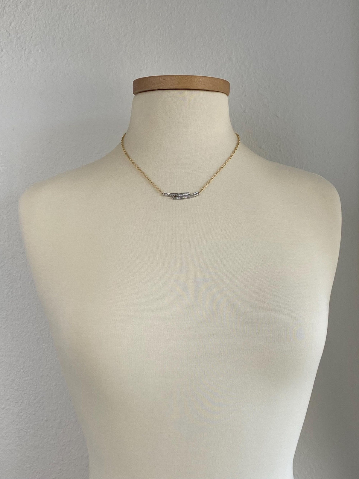 Vintage Solid 14k White & Yellow Gold Diamonds Textured Cable Chain Necklace - 18.5 inches