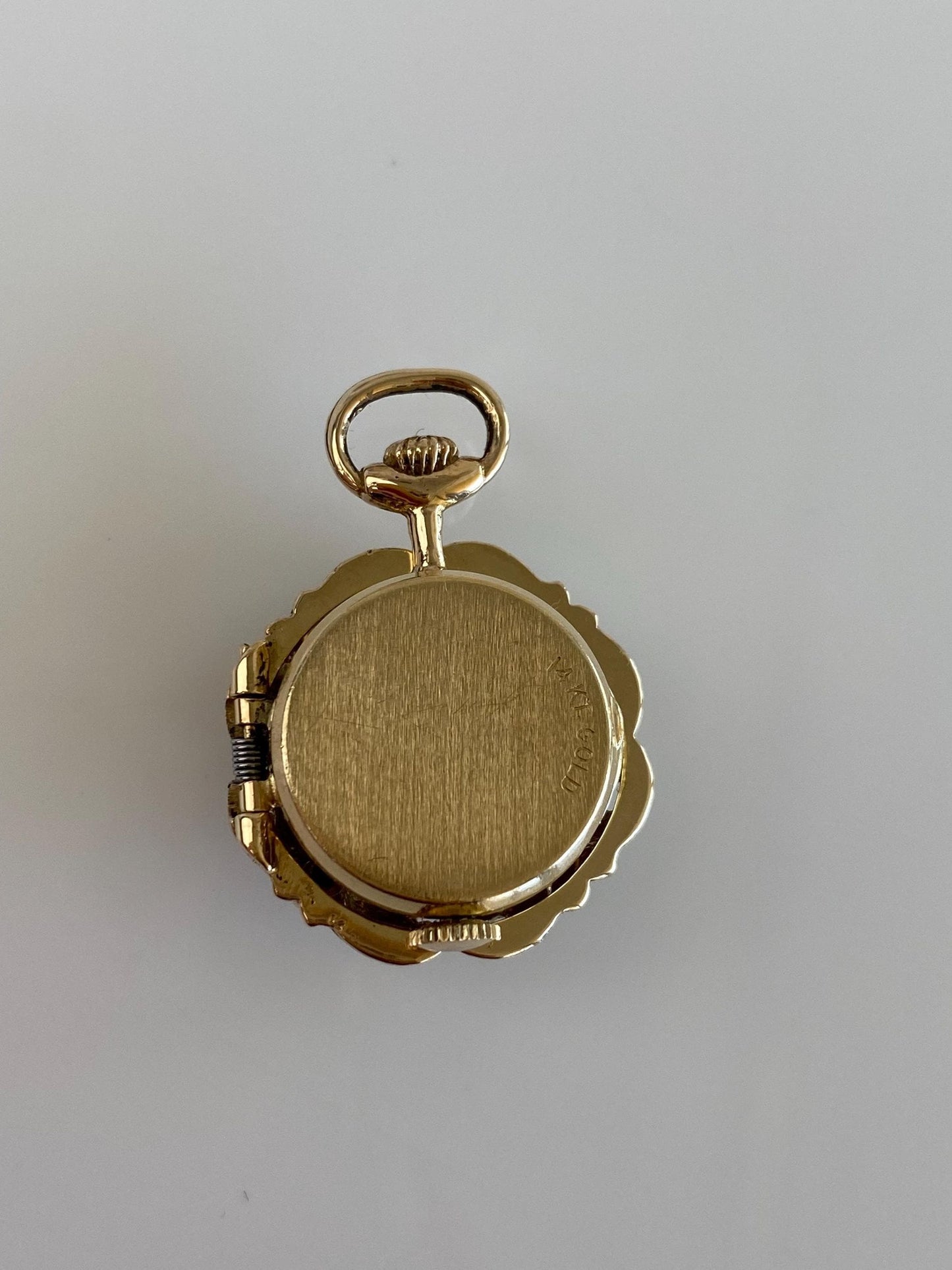 Solid 14k Yellow Gold Diamond Pink Sapphire Turquoise Open Work Cover Pocket Watch