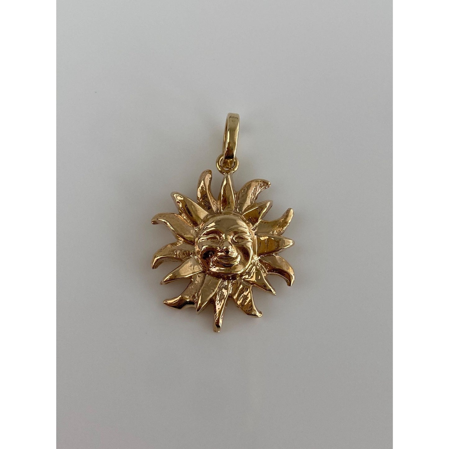 Vintage Solid 14k Yellow Gold Sun Face Charm