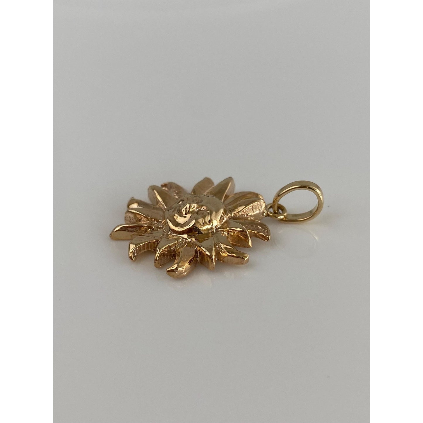 Vintage Solid 14k Yellow Gold Sun Face Charm