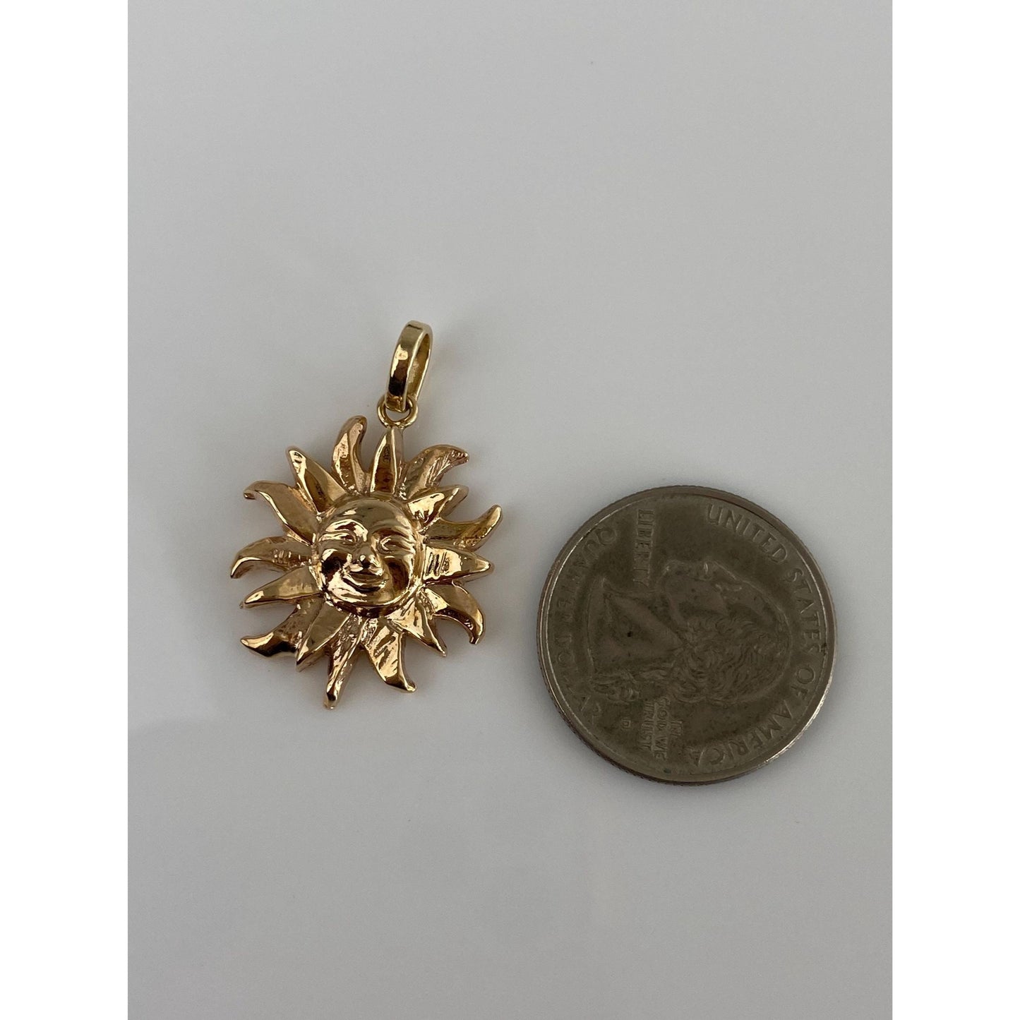 Vintage Solid 14k Yellow Gold Sun Face Charm